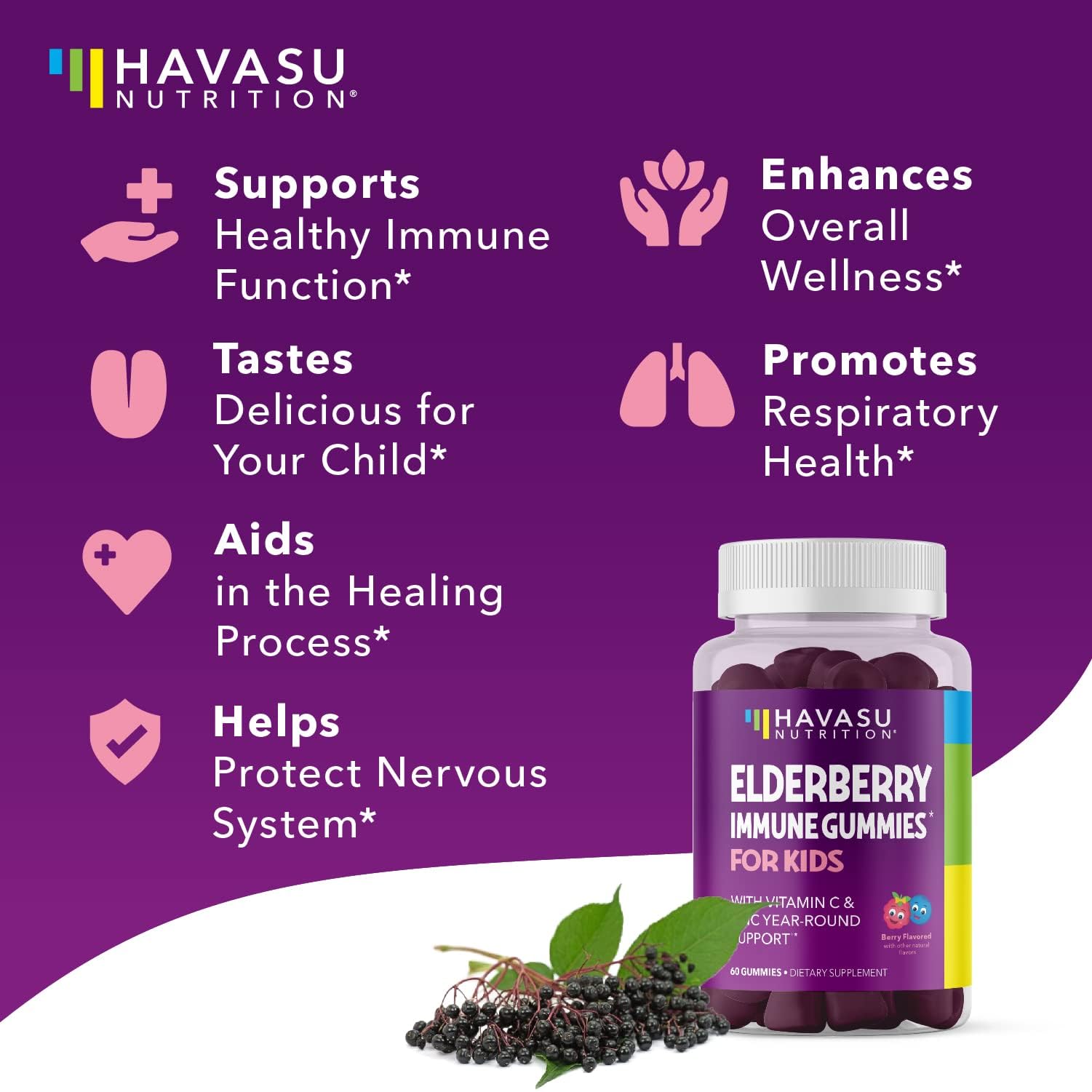HAVASU NUTRITION Elderberry Gummies for Kids ingredients list