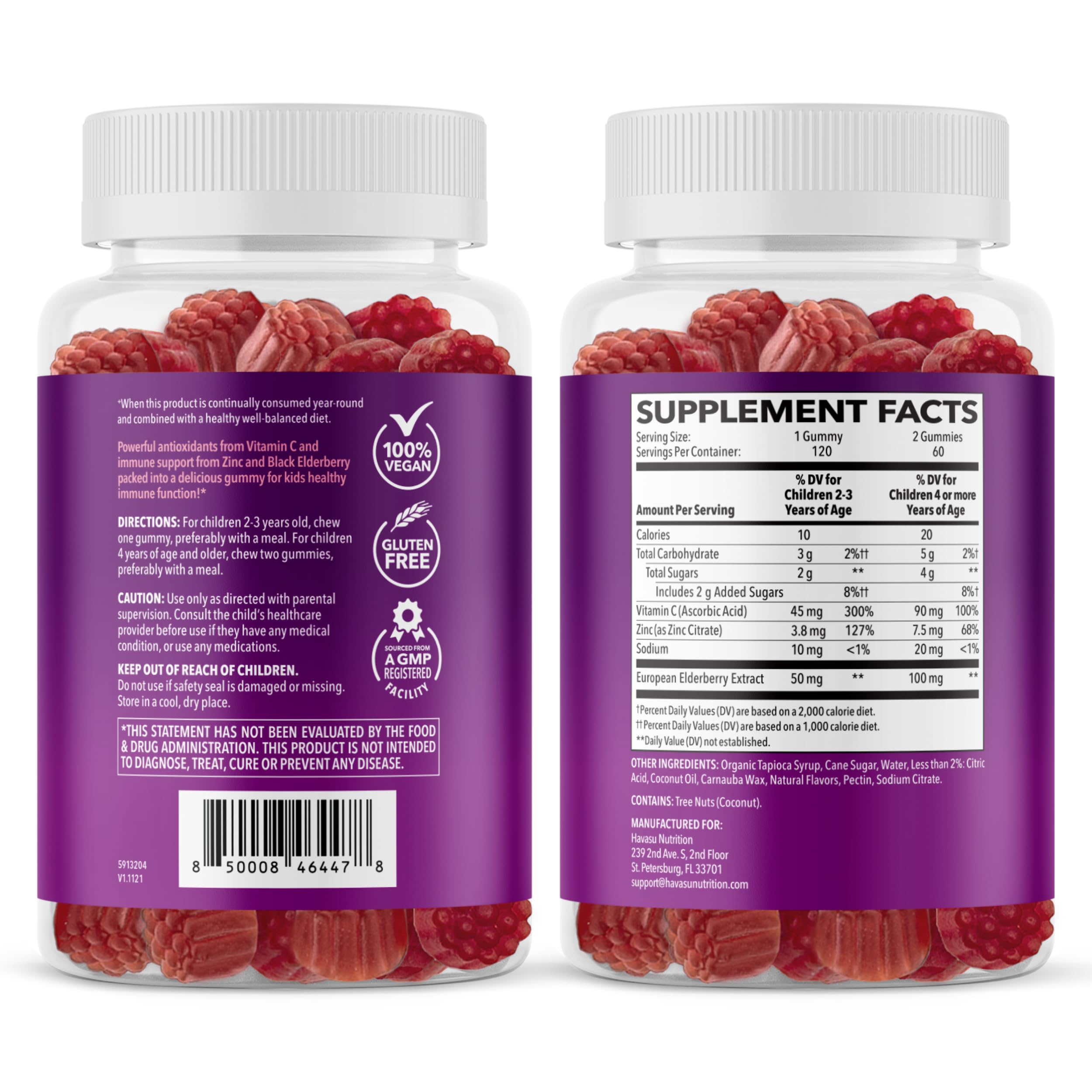 HAVASU NUTRITION Elderberry Gummies for Kids on a kitchen counter
