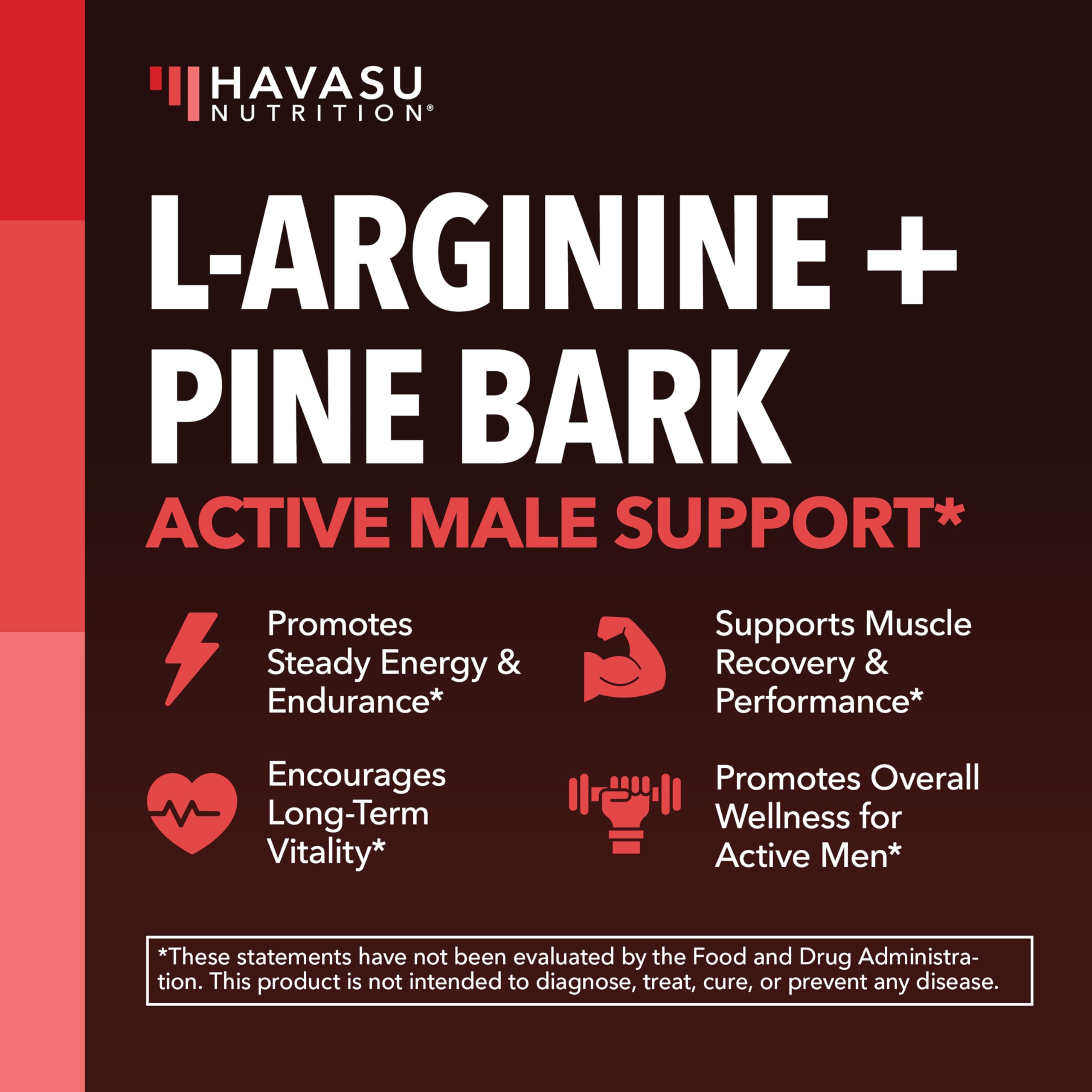 HAVASU NUTRITION L-Arginine Capsules 1800mg bottle with label