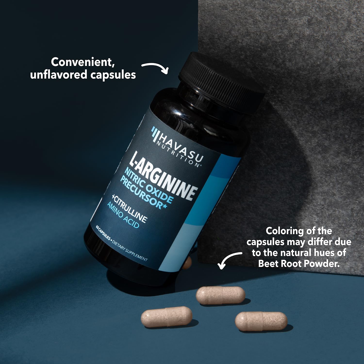 HAVASU NUTRITION L-Arginine L-Citrulline Complex 1200mg on a table