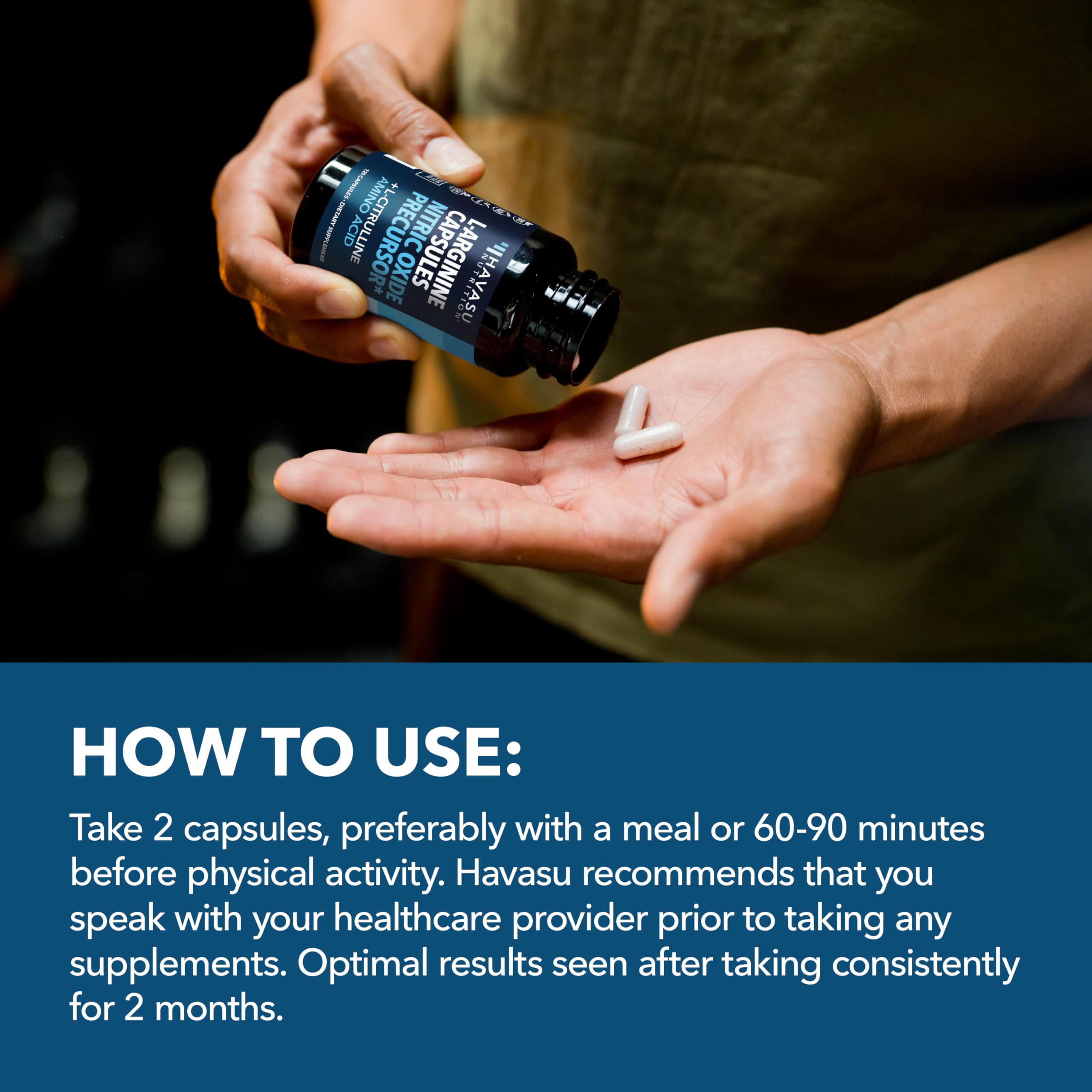 HAVASU NUTRITION L-Arginine L-Citrulline Complex 1200mg on a wooden table