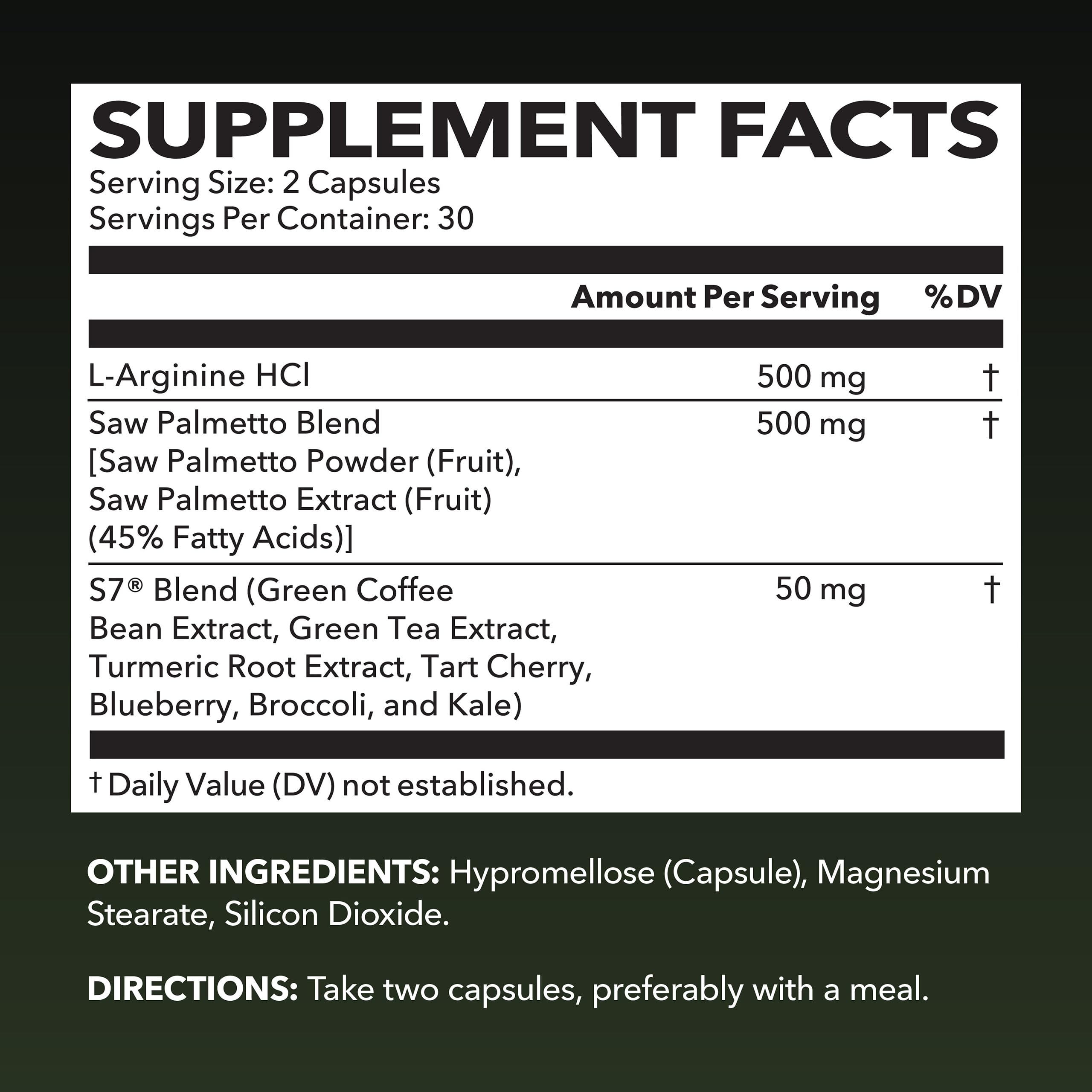 HAVASU NUTRITION L-Arginine Prostate Health Support 60 Capsules side view