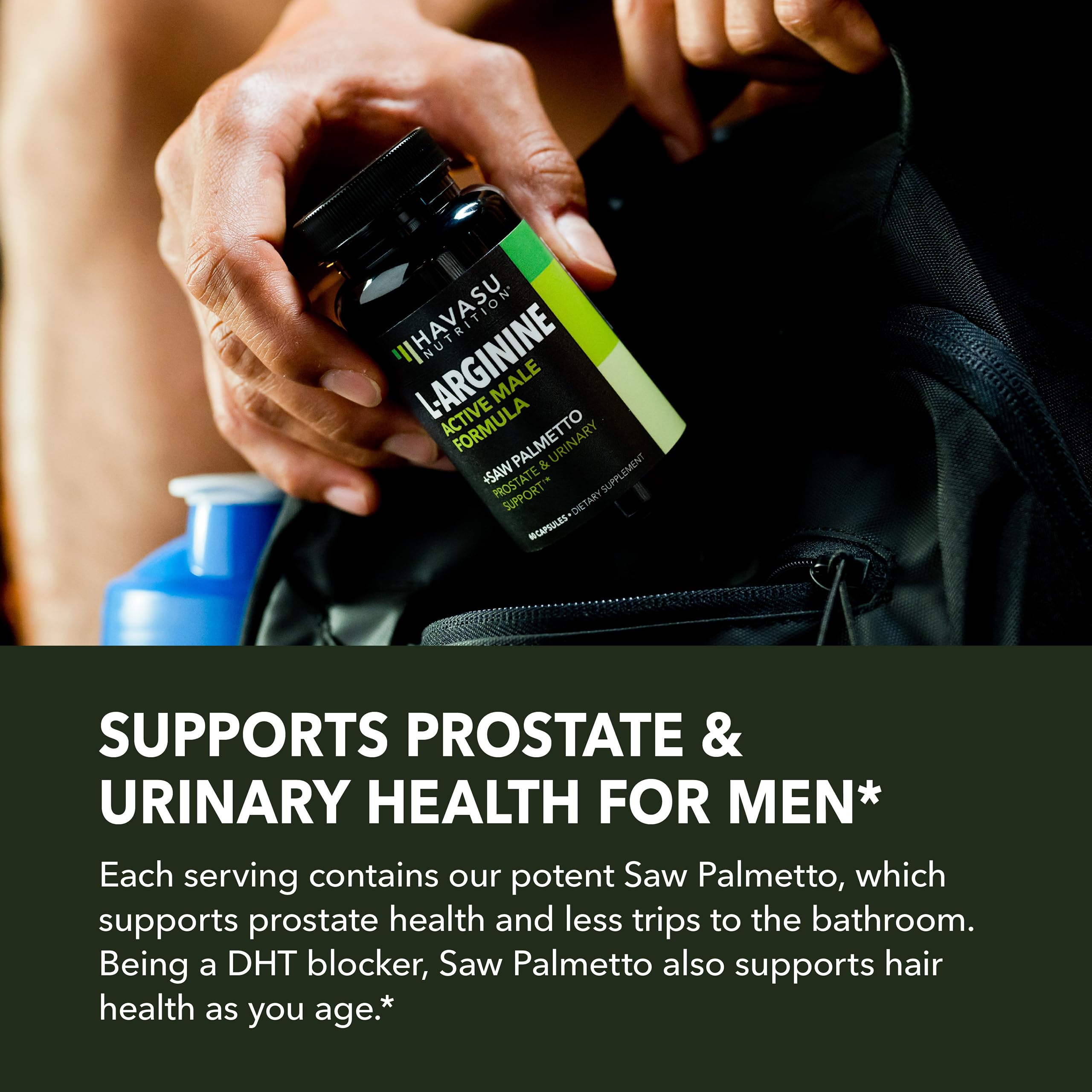 HAVASU NUTRITION L-Arginine Prostate Health Support capsules on a table