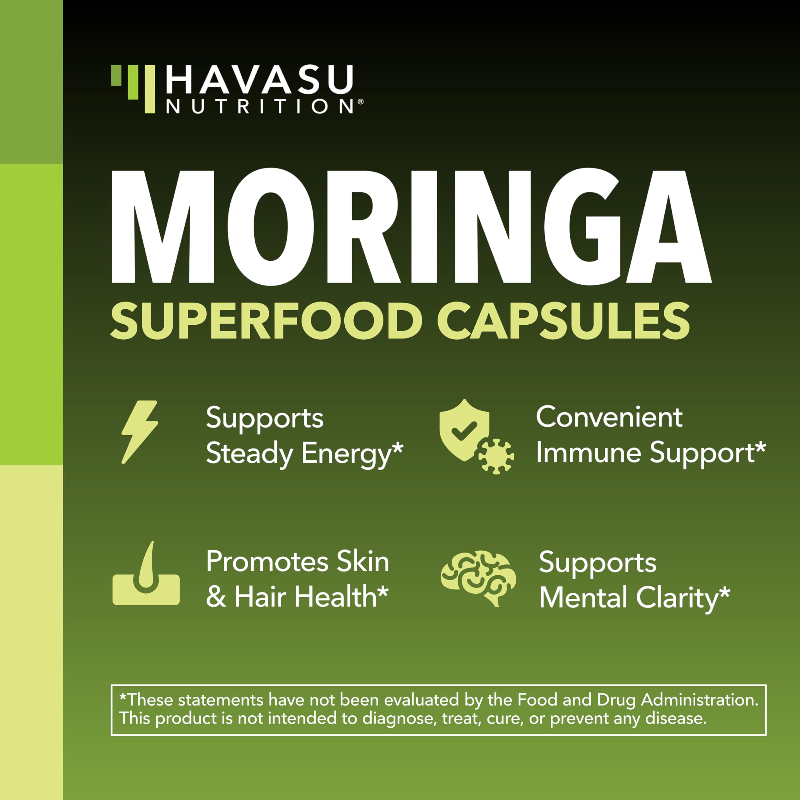 HAVASU NUTRITION Moringa Leaf Extract Capsules side view with label