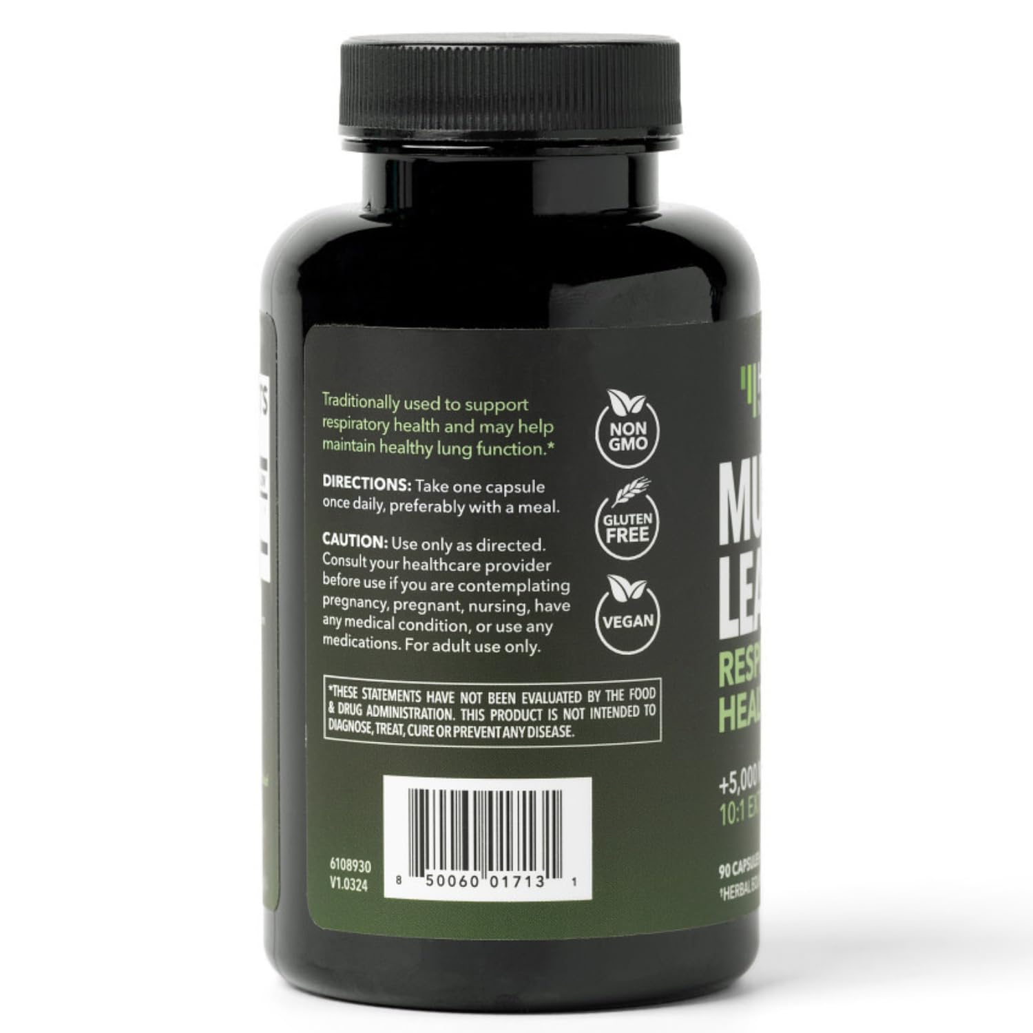 HAVASU NUTRITION Mullein Leaf Capsules 500mg back view