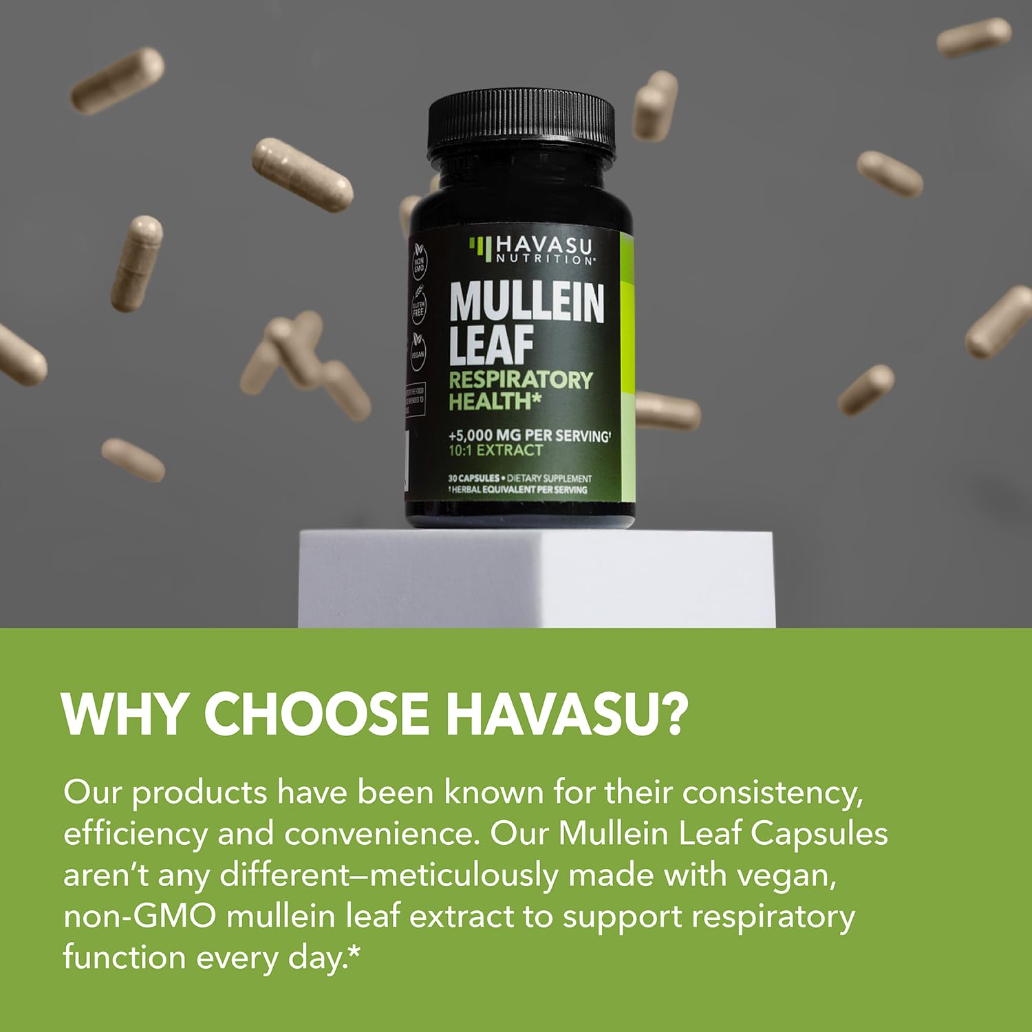 HAVASU NUTRITION Mullein Leaf Capsules with measuring spoon