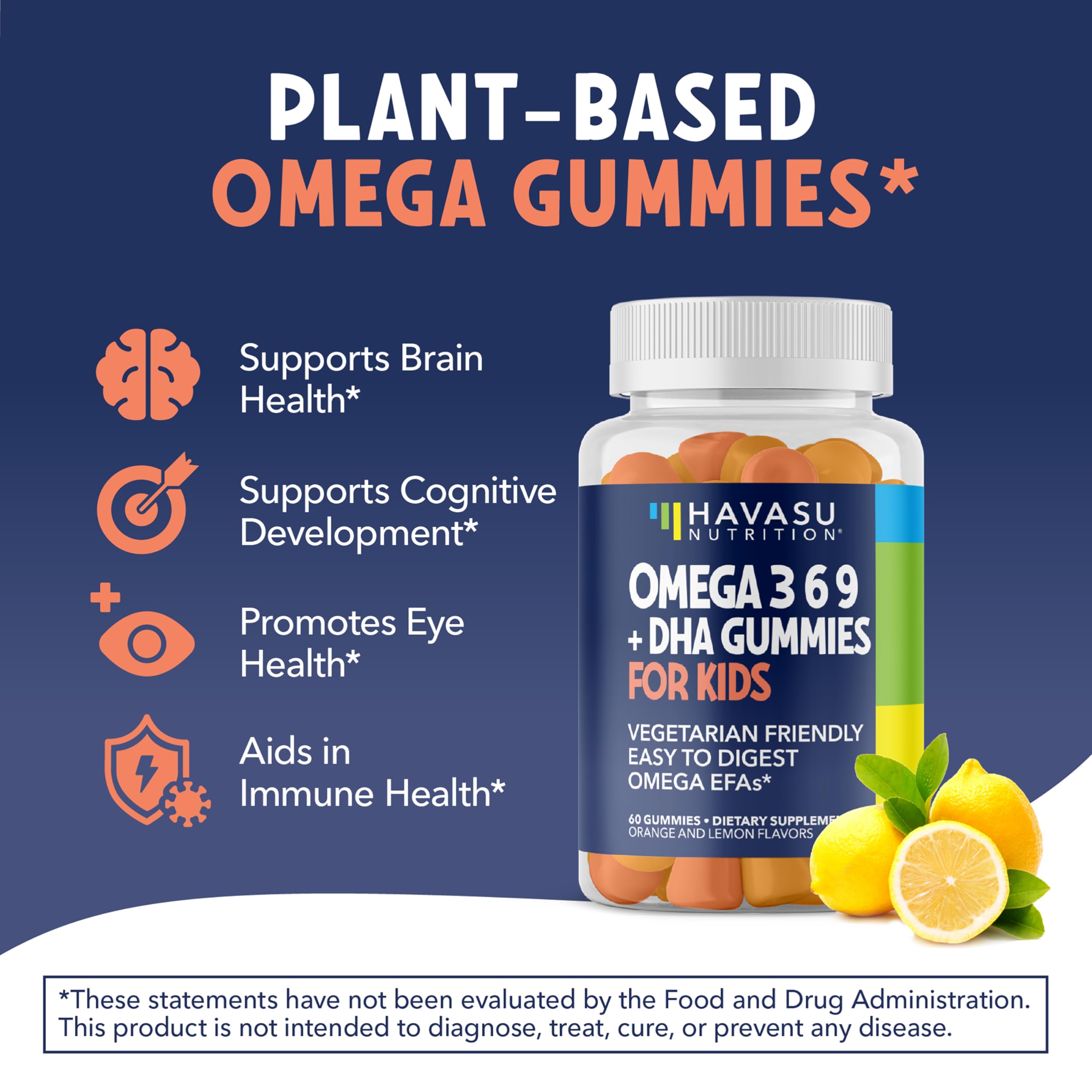 HAVASU NUTRITION Omega 3-6-9 DHA Gummies close-up of gummies