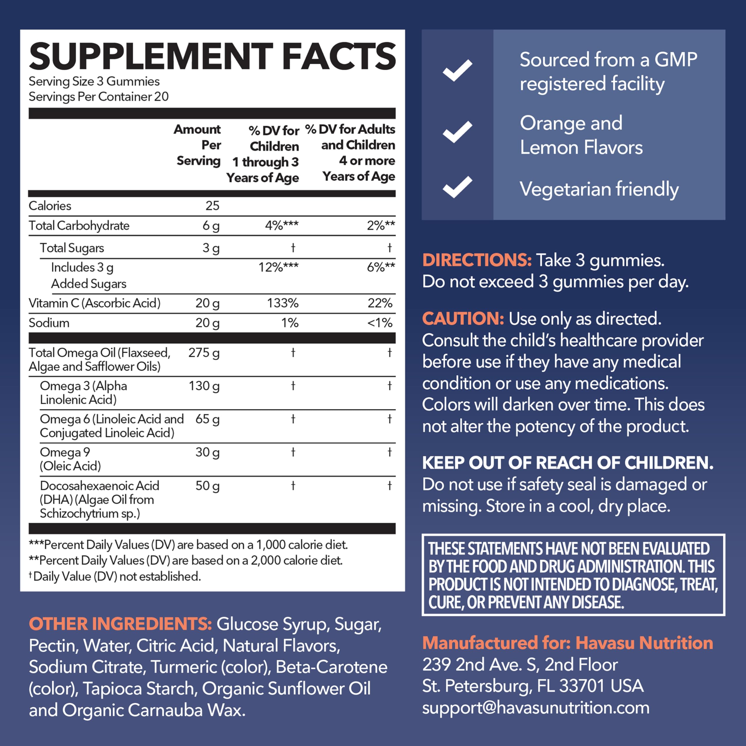 HAVASU NUTRITION Omega 3-6-9 DHA Gummies packaging