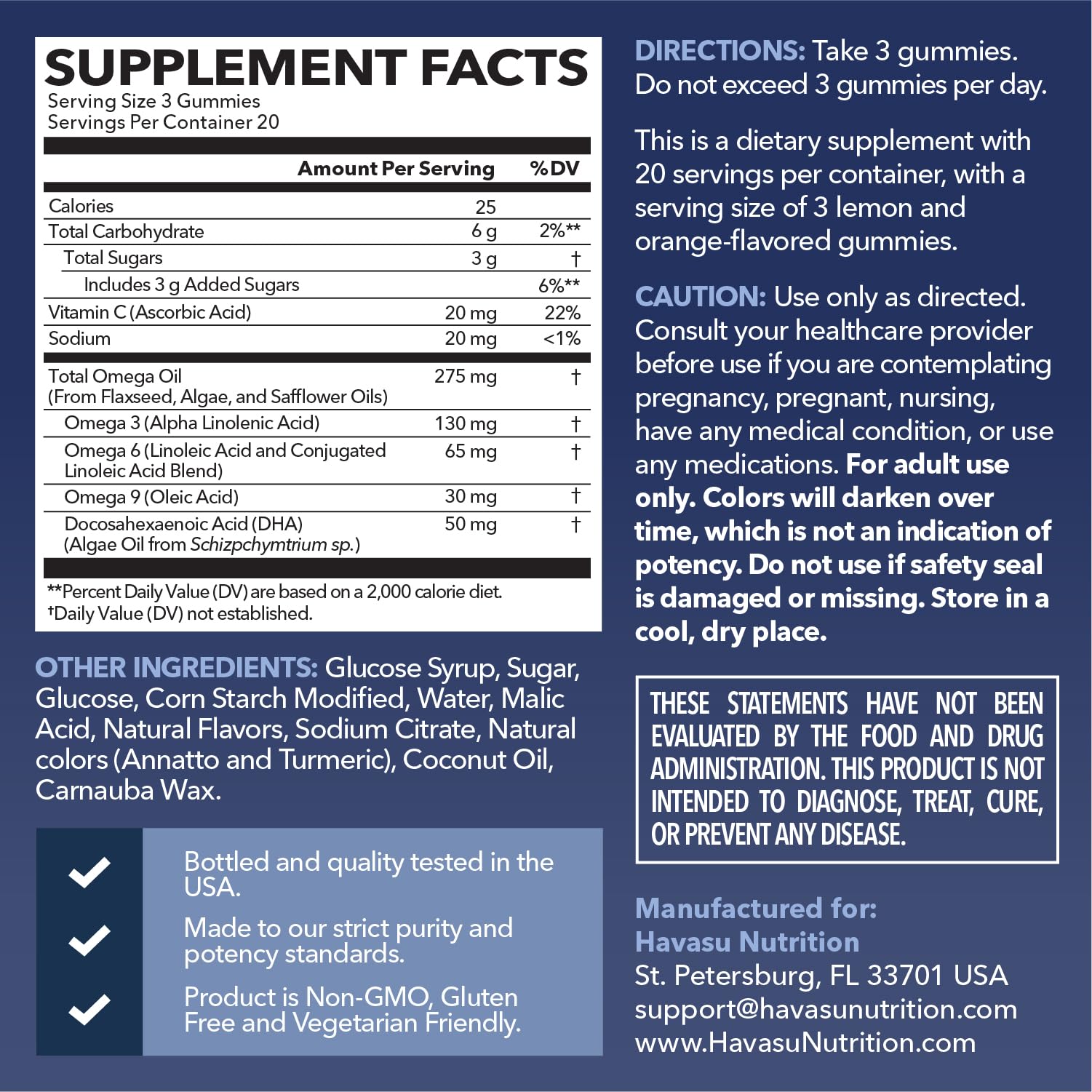 HAVASU NUTRITION Omega 3-6-9 Gummies packaging