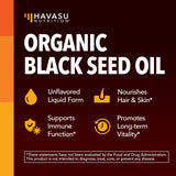 HAVASU NUTRITION Organic Black Seed Oil 240g bottle side view