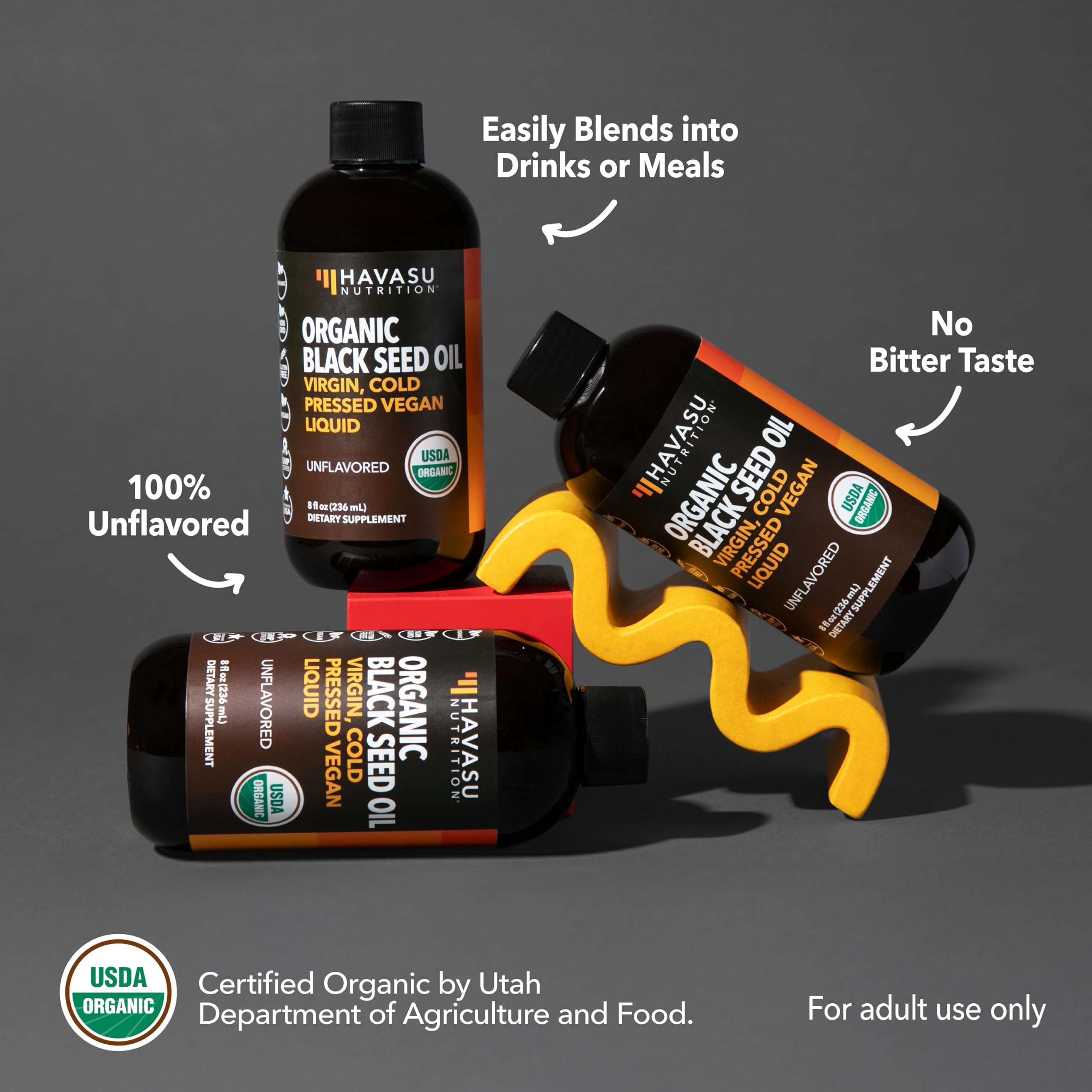 HAVASU NUTRITION Organic Black Seed Oil with teaspoon