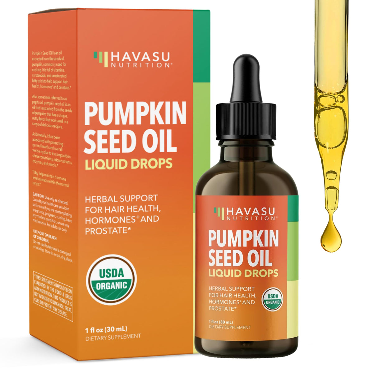 HAVASU NUTRITION Organic Cold-Pressed Pumpkin Seed Oil front view
