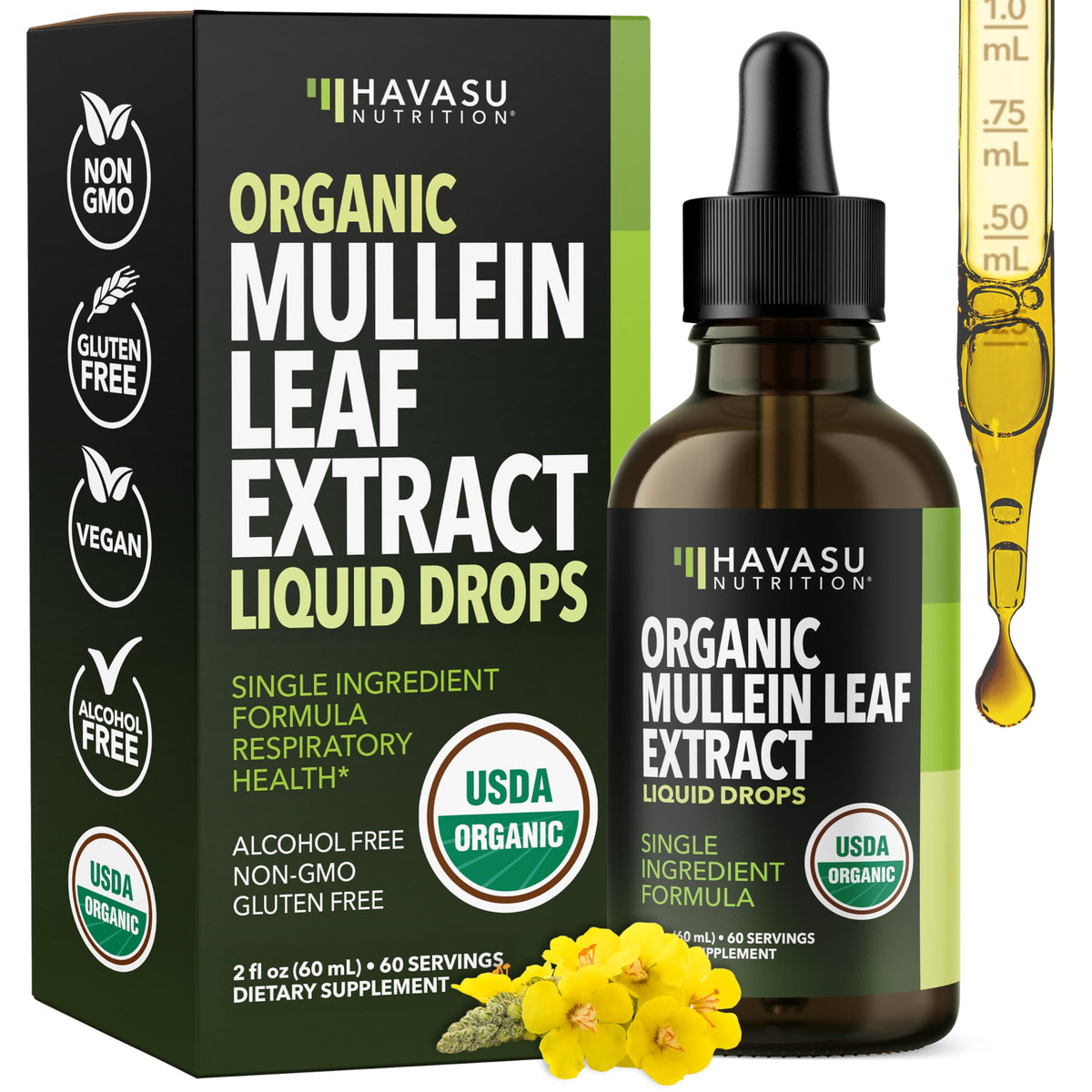 HAVASU NUTRITION Organic Mullein Leaf Extract front view