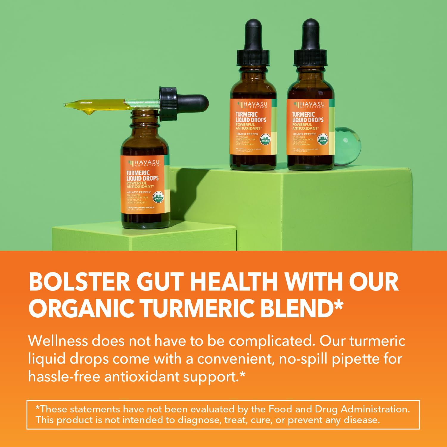 HAVASU NUTRITION Organic Turmeric Liquid Supplement packaging side view
