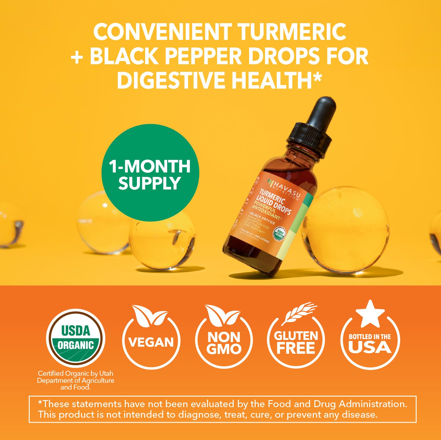 HAVASU NUTRITION Organic Turmeric Liquid Supplement with fresh turmeric root