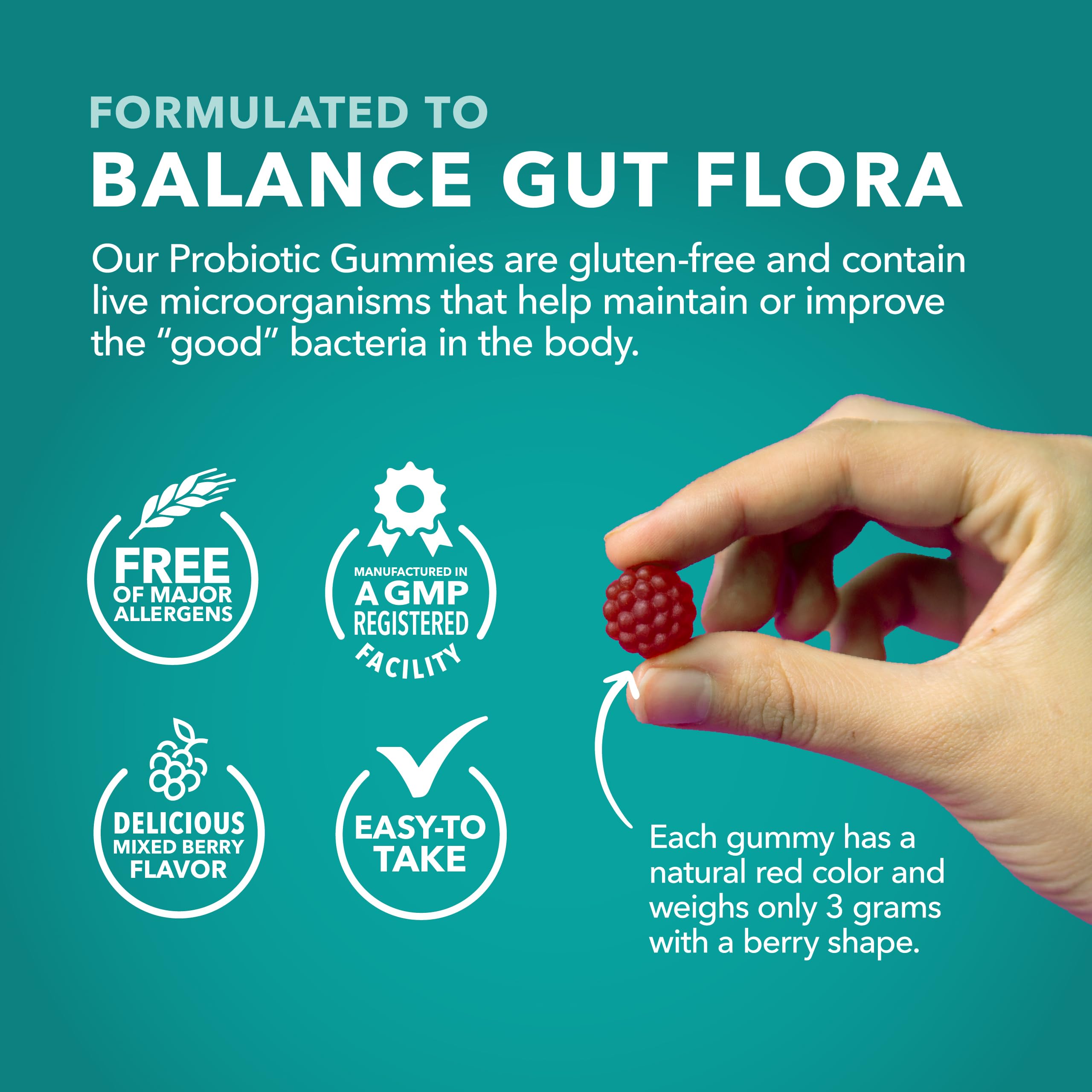 HAVASU NUTRITION Probiotic Gummies side view with nutritional info