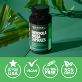 HAVASU NUTRITION Rhodiola Rosea Extract 375mg capsules open bottle view