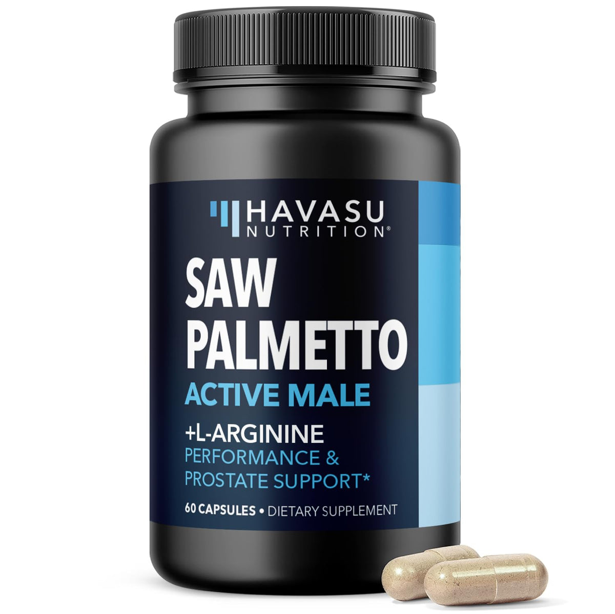 HAVASU NUTRITION Saw Palmetto & L-Arginine supplement bottle front view