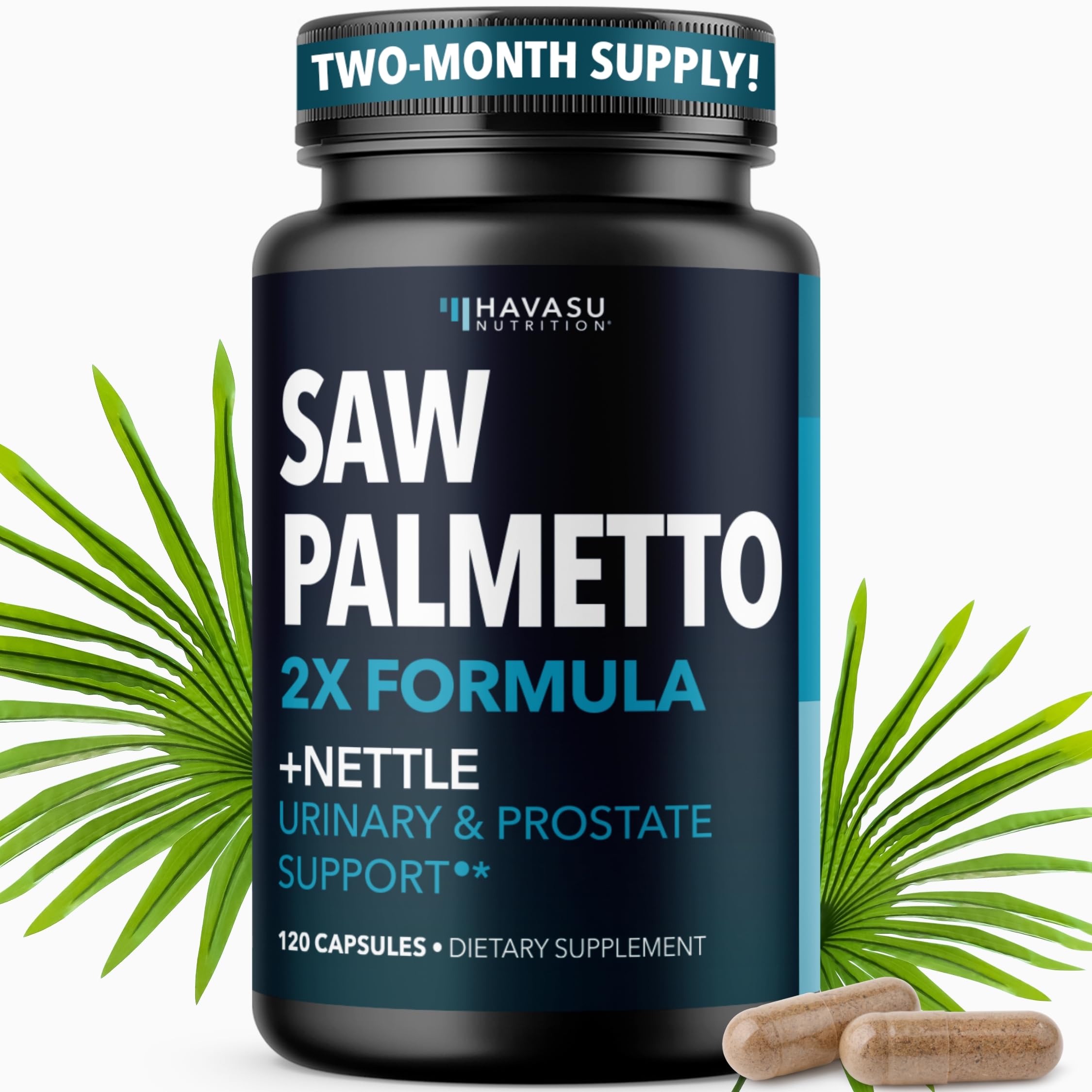 HAVASU NUTRITION Saw Palmetto with Stinging Nettle capsules front view