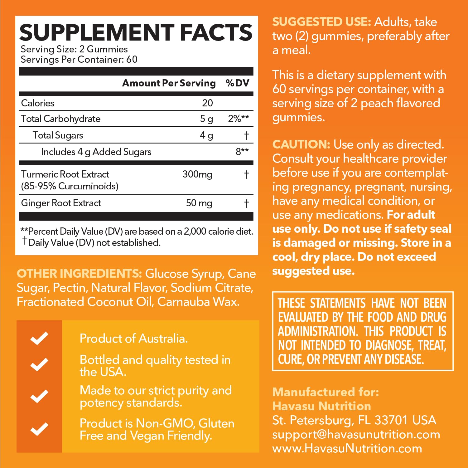 HAVASU NUTRITION Turmeric & Ginger Gummies packaging