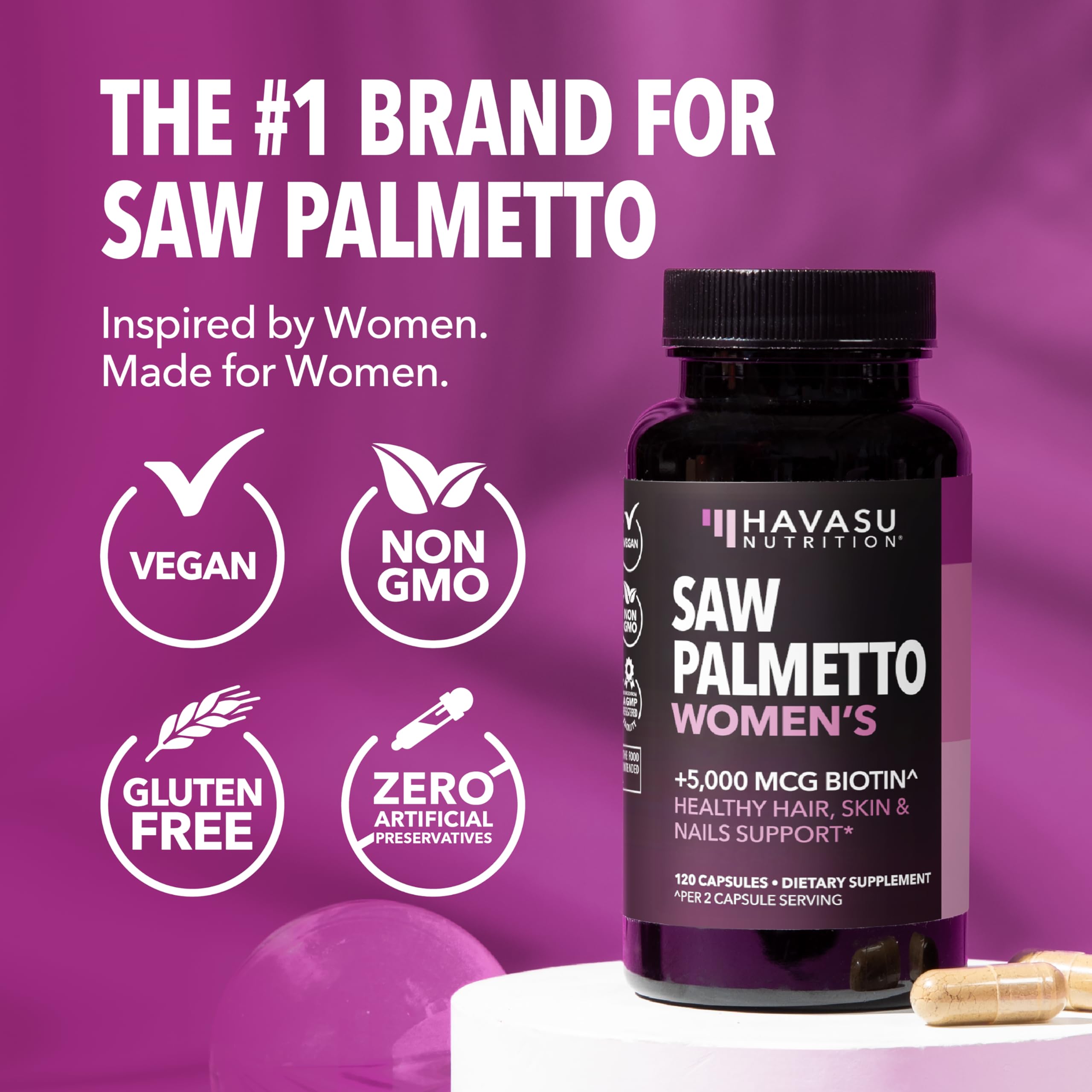 HAVASU NUTRITION Womens Saw Palmetto 1500mg + Biotin 5000mcg lifestyle scene
