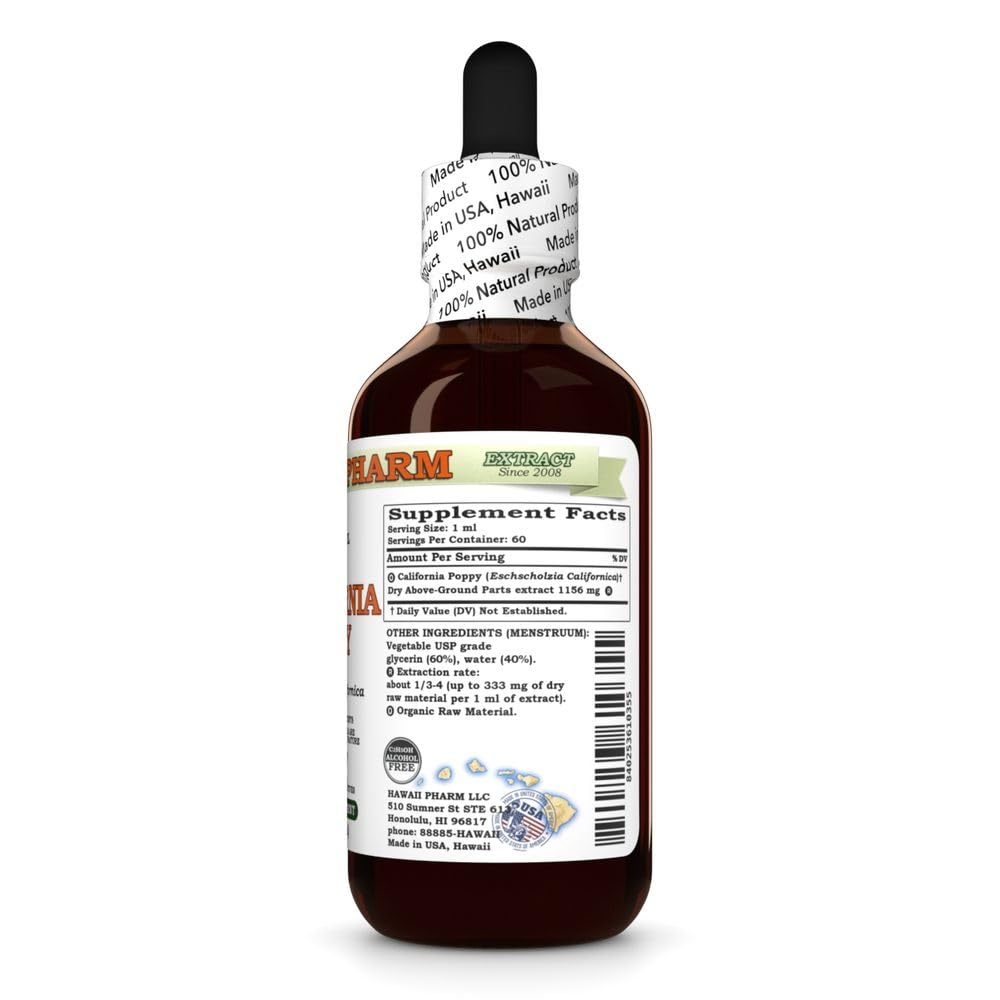 Hawaii Pharm California Poppy Liquid Extract packaging details