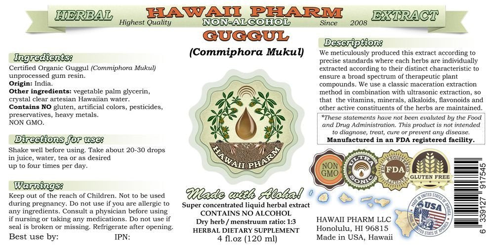 Hawaii Pharm Guggul Alcohol-FREE Liquid Extract bottle side view