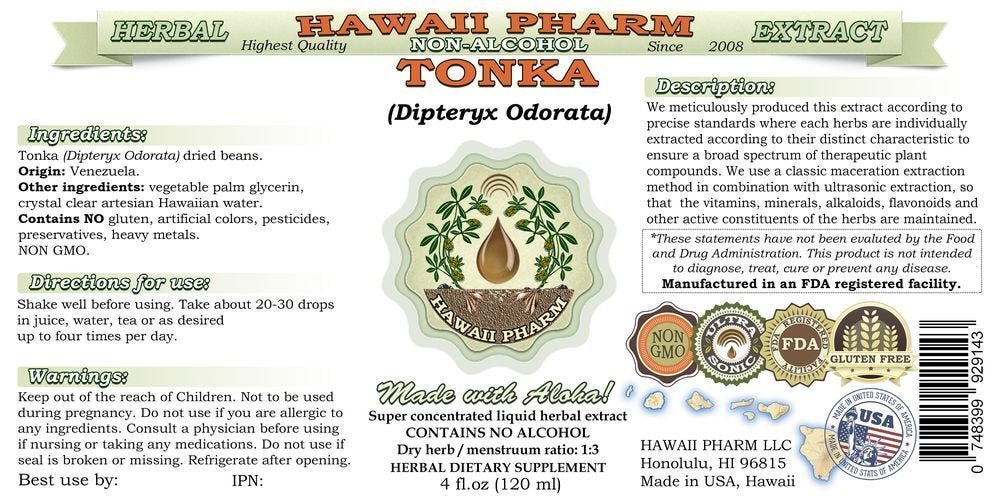Hawaii Pharm Tonka Non-Alcohol Liquid Extract bottle side view