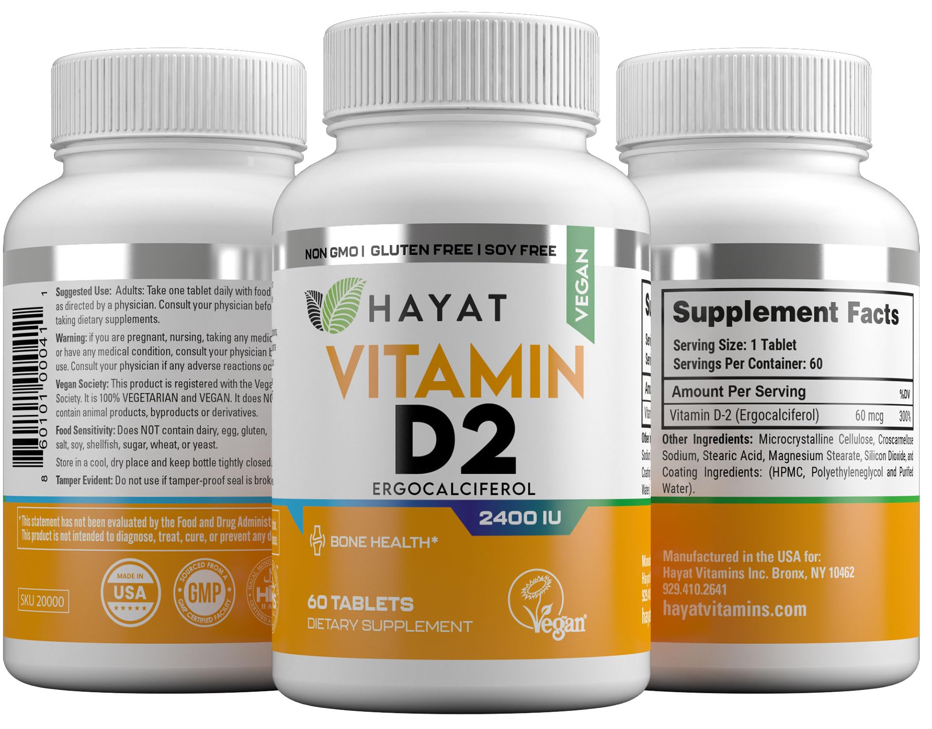 HAYAT Plant-Based Vitamin D2 32g displayed with natural ingredients