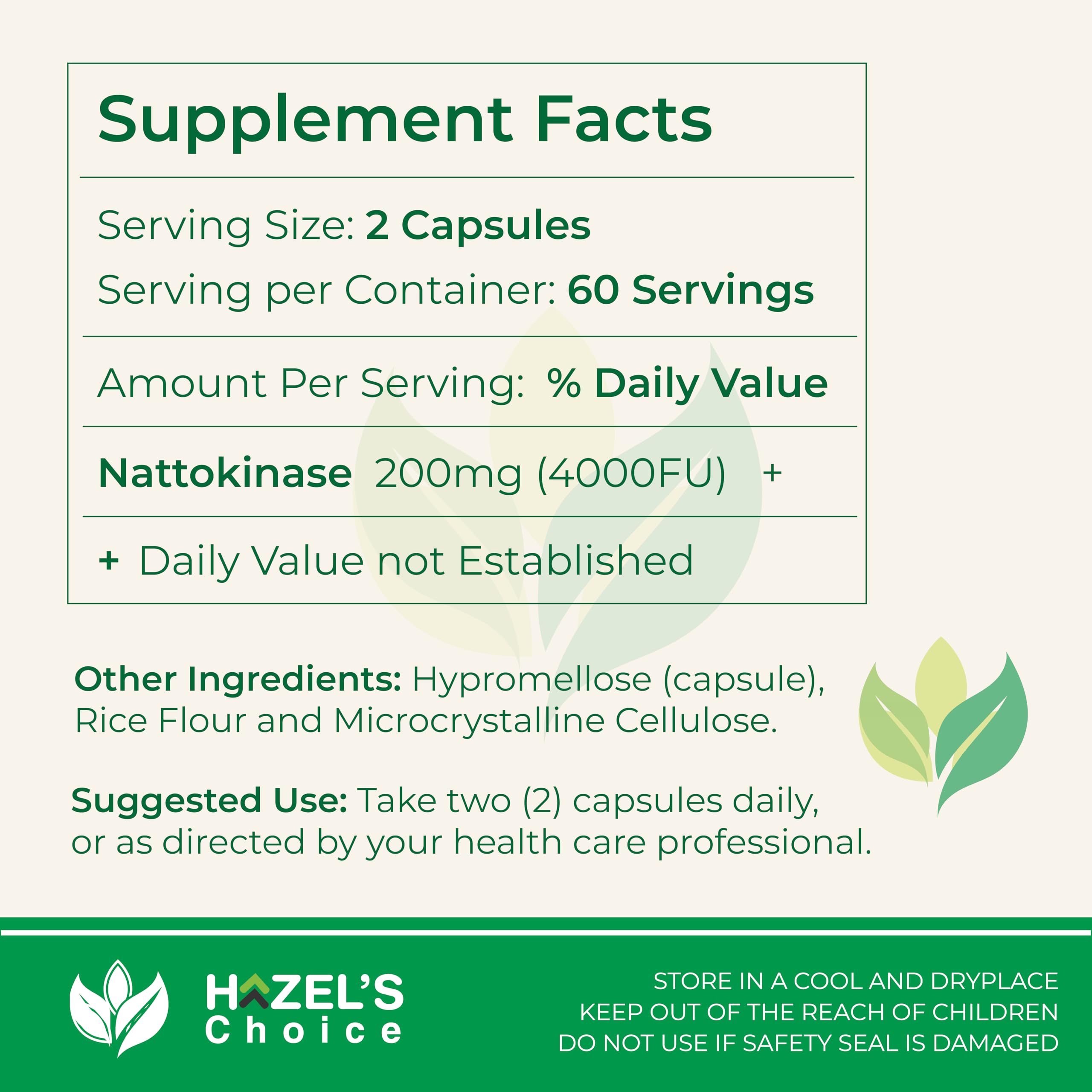 HAZEL'S Choice Nattokinase 4000 FU capsules bottle on table