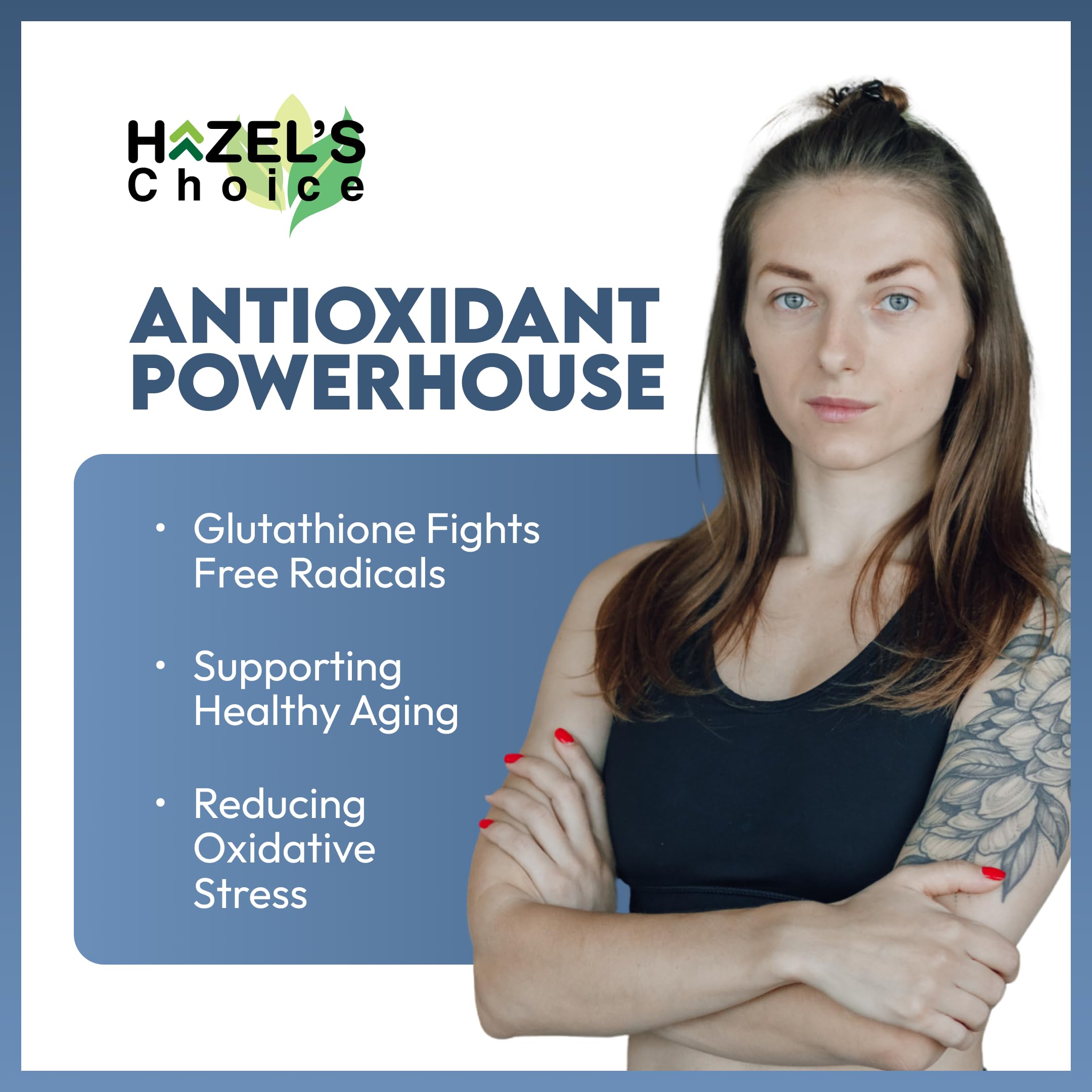 HAZEL'S Choice Organic Glutathione Soft Gel bottle on a wooden surface