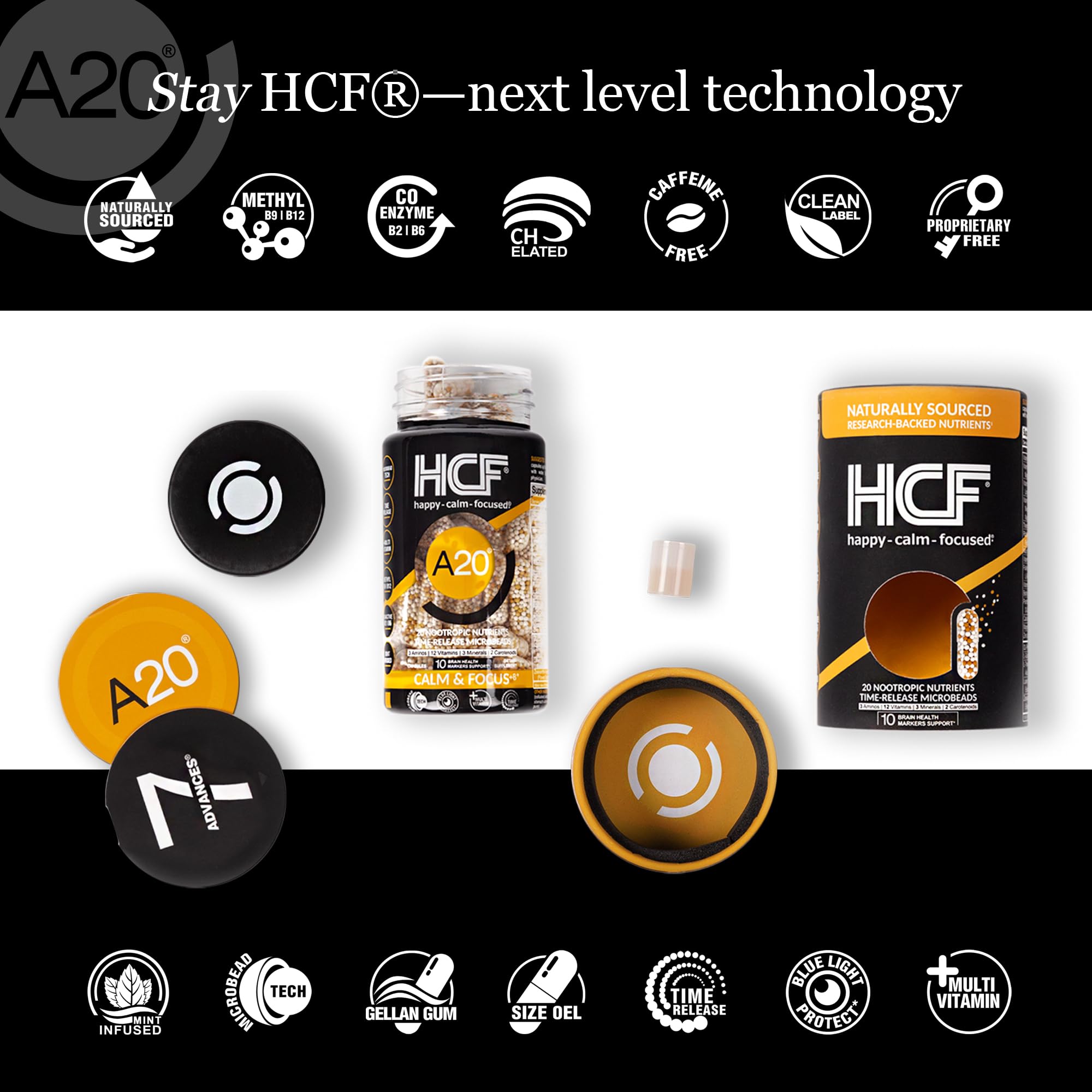 HCF A20 Nootropics Brain Support Multivitamin back view