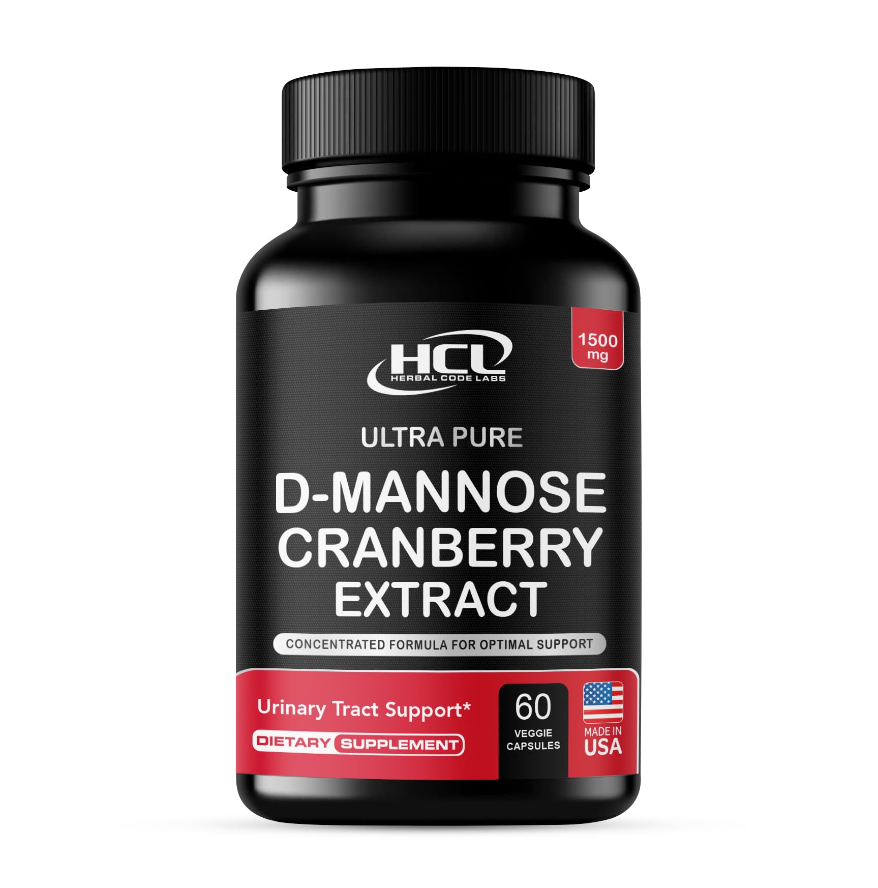HCL HERBAL CODE LABS Cranberry D-Mannose Supplement bottle front view