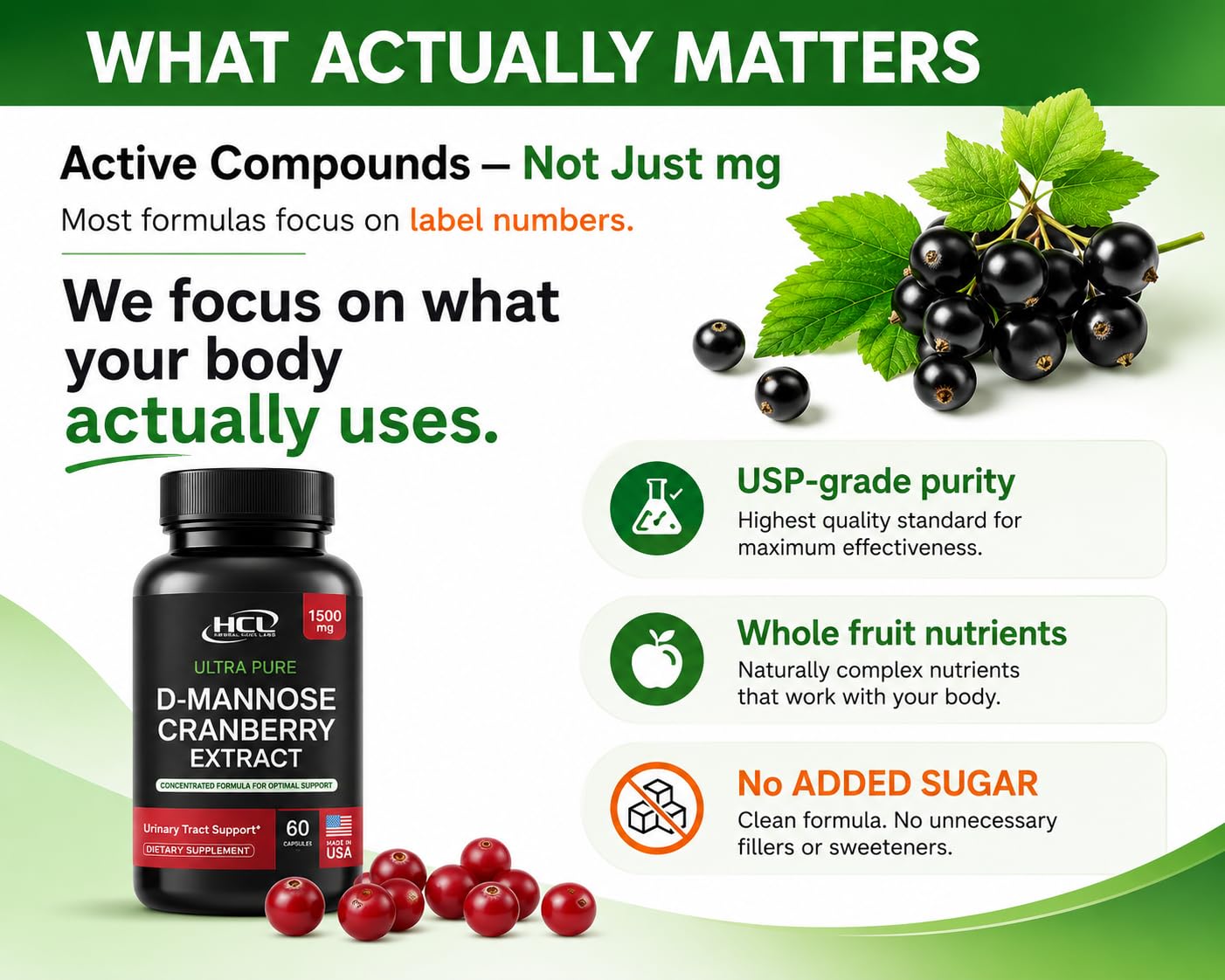 HCL HERBAL CODE LABS Cranberry D-Mannose Supplement ingredients list
