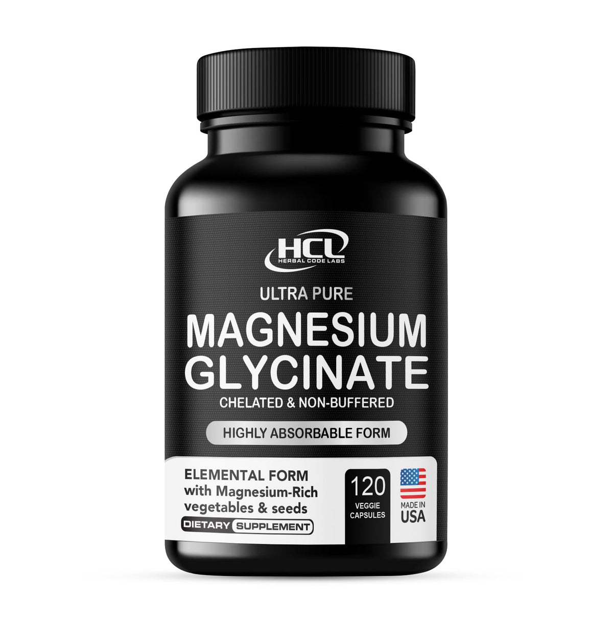HCL HERBAL CODE LABS Magnesium Glycinate Capsules 350mg front view