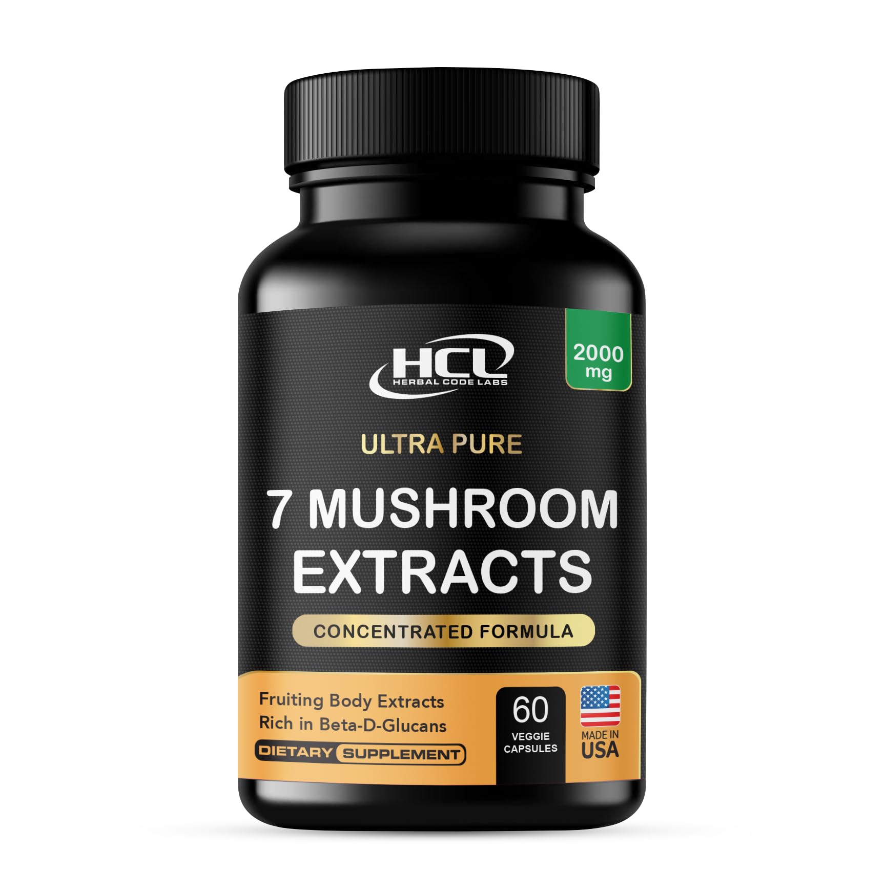 HCL HERBAL CODE LABS Mushroom Capsules 2000mg front view