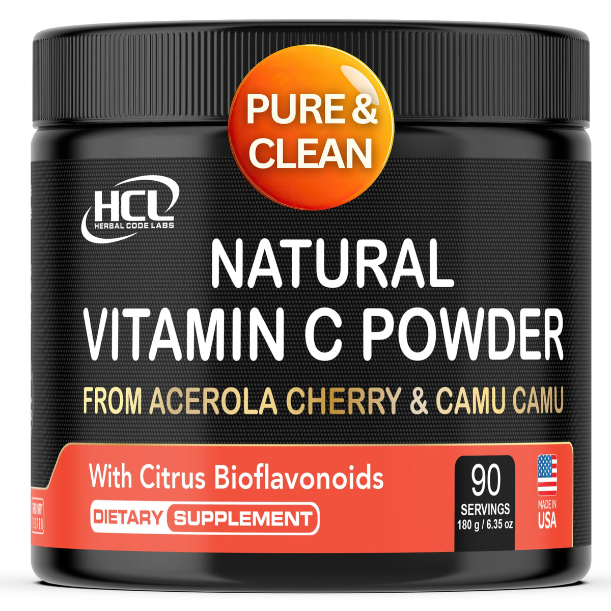 HCL HERBAL CODE LABS Natural Vitamin C Powder 1000mg front view