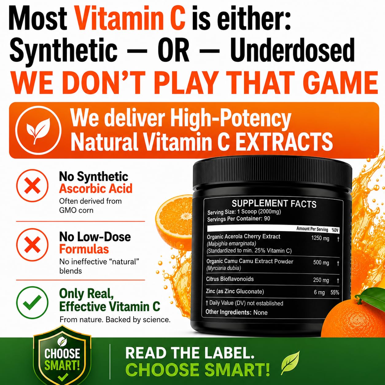 HCL HERBAL CODE LABS Natural Vitamin C Powder 1000mg packaging