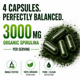 HCL HERBAL CODE LABS Spirulina Capsules on a wooden table