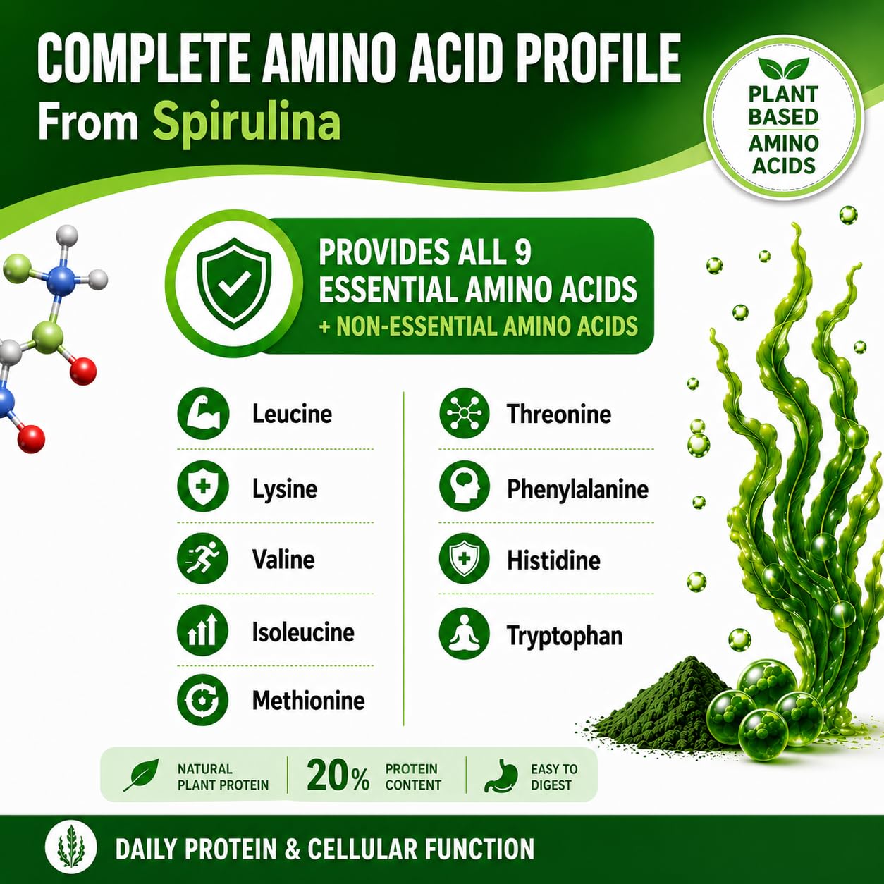 HCL HERBAL CODE LABS Spirulina Capsules with a measuring spoon