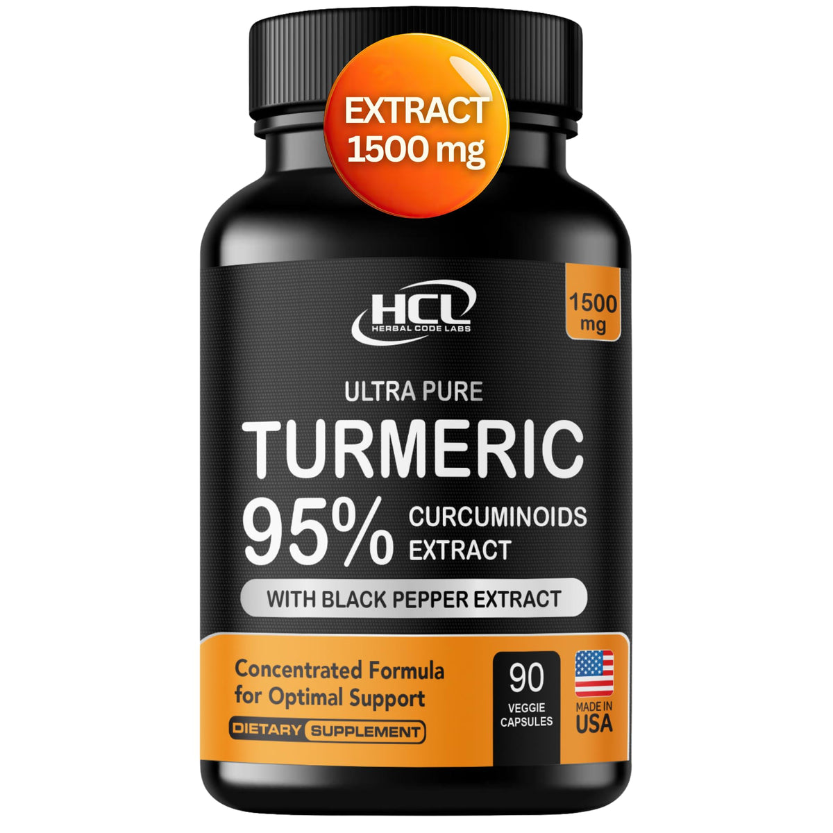 HCL HERBAL CODE LABS Turmeric Curcumin 1500mg front view