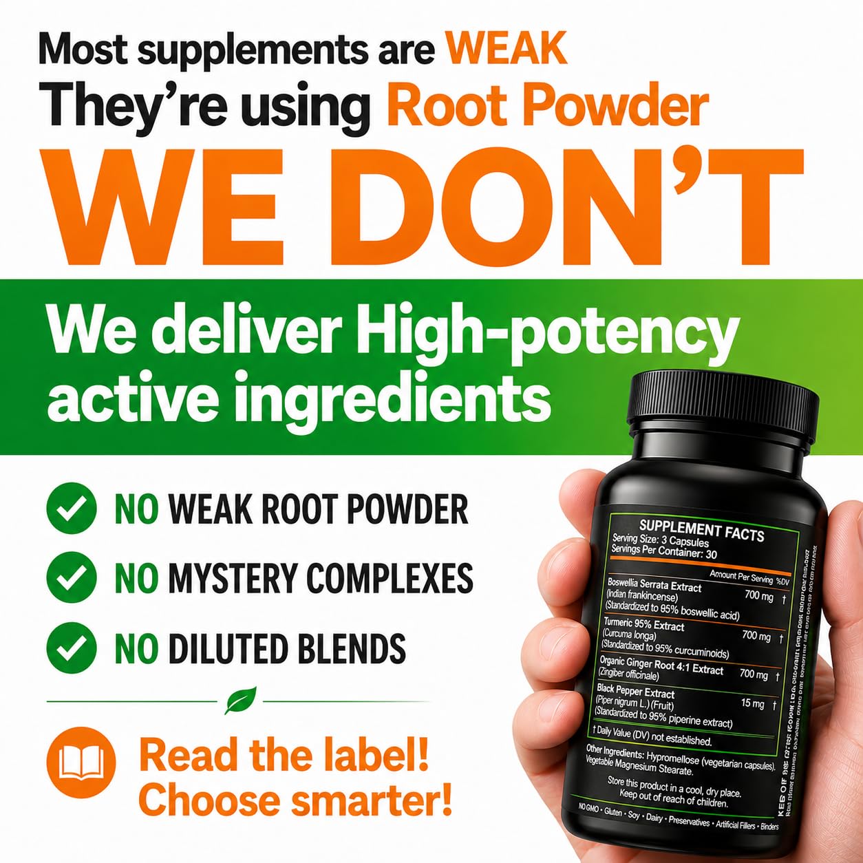 HCL HERBAL CODE LABS Turmeric Curcumin with Boswellia & Ginger 700mg side view