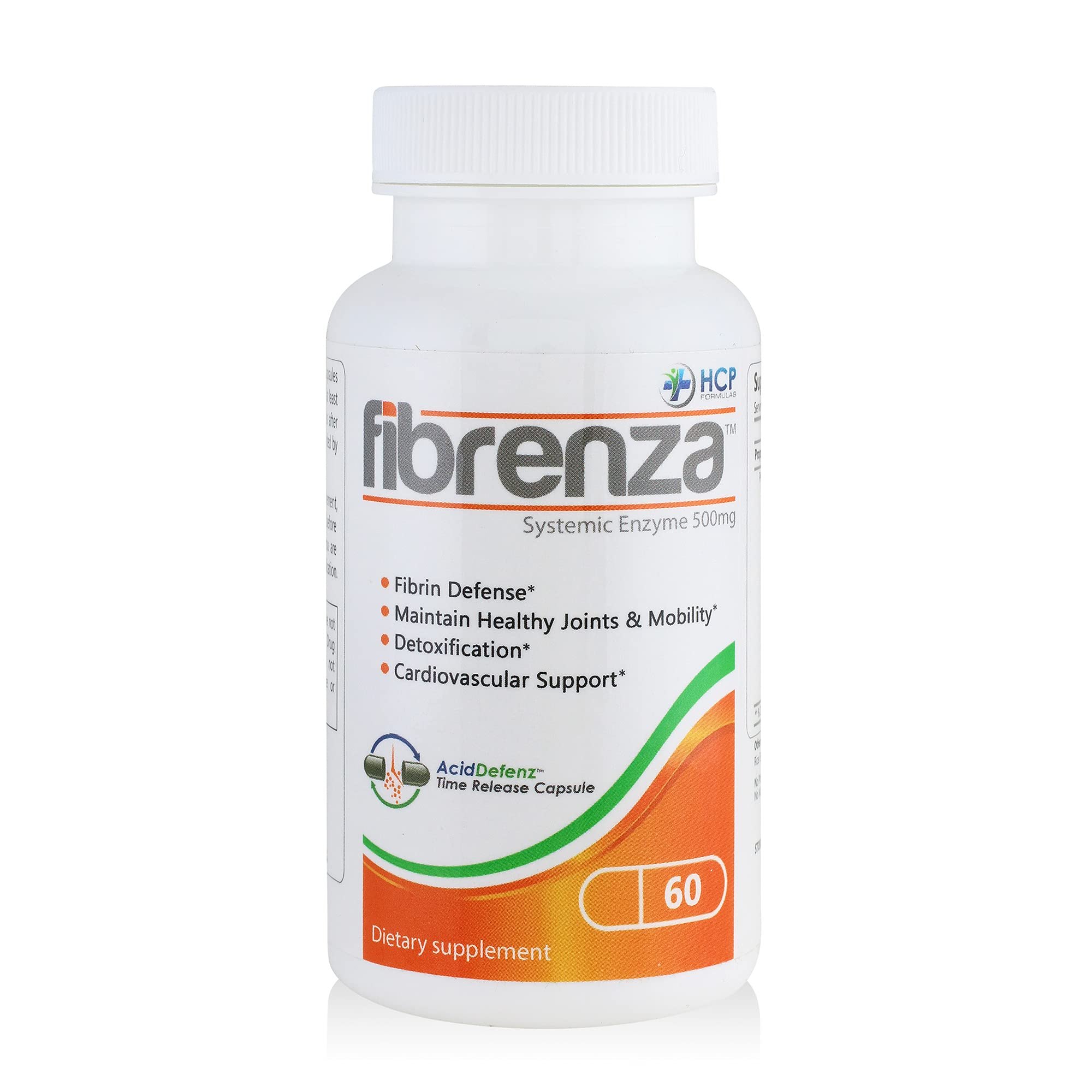 HCP Formulas Fibrenza Multi-Enzyme Supplement front view with packaging