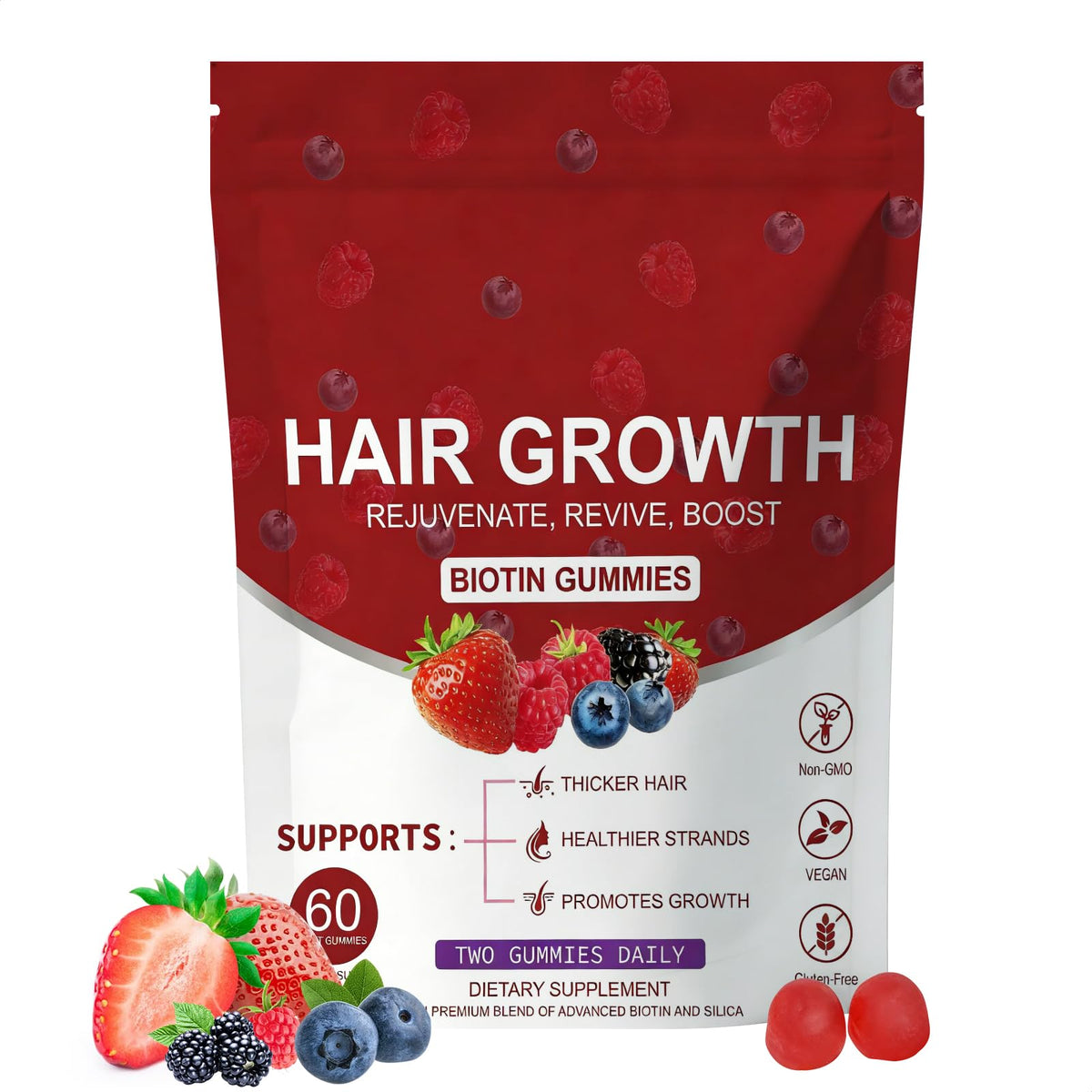 HDFREO Lumin Hair Growth Gummies front view with packaging