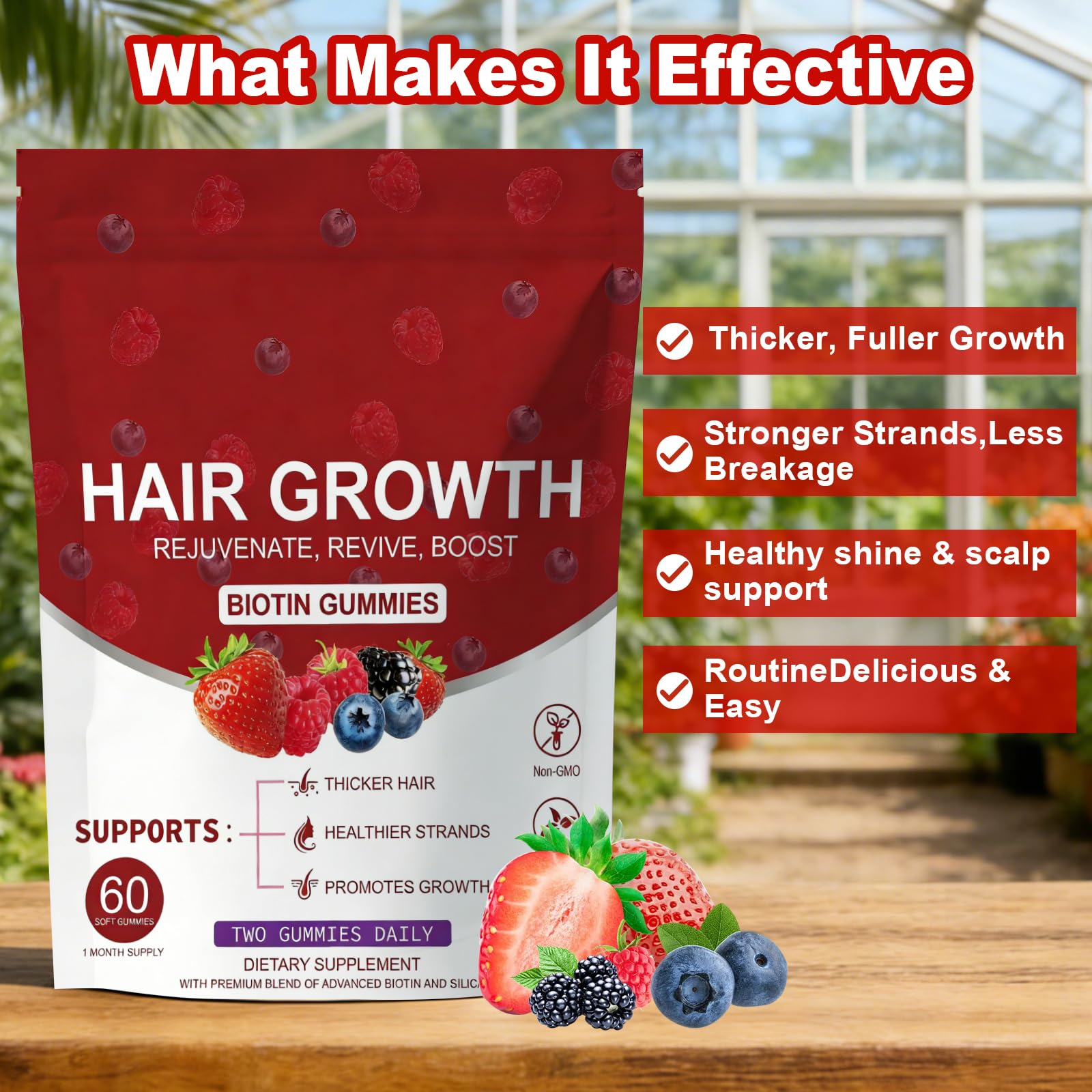 HDFREO Lumin Hair Growth Gummies showing gummy texture