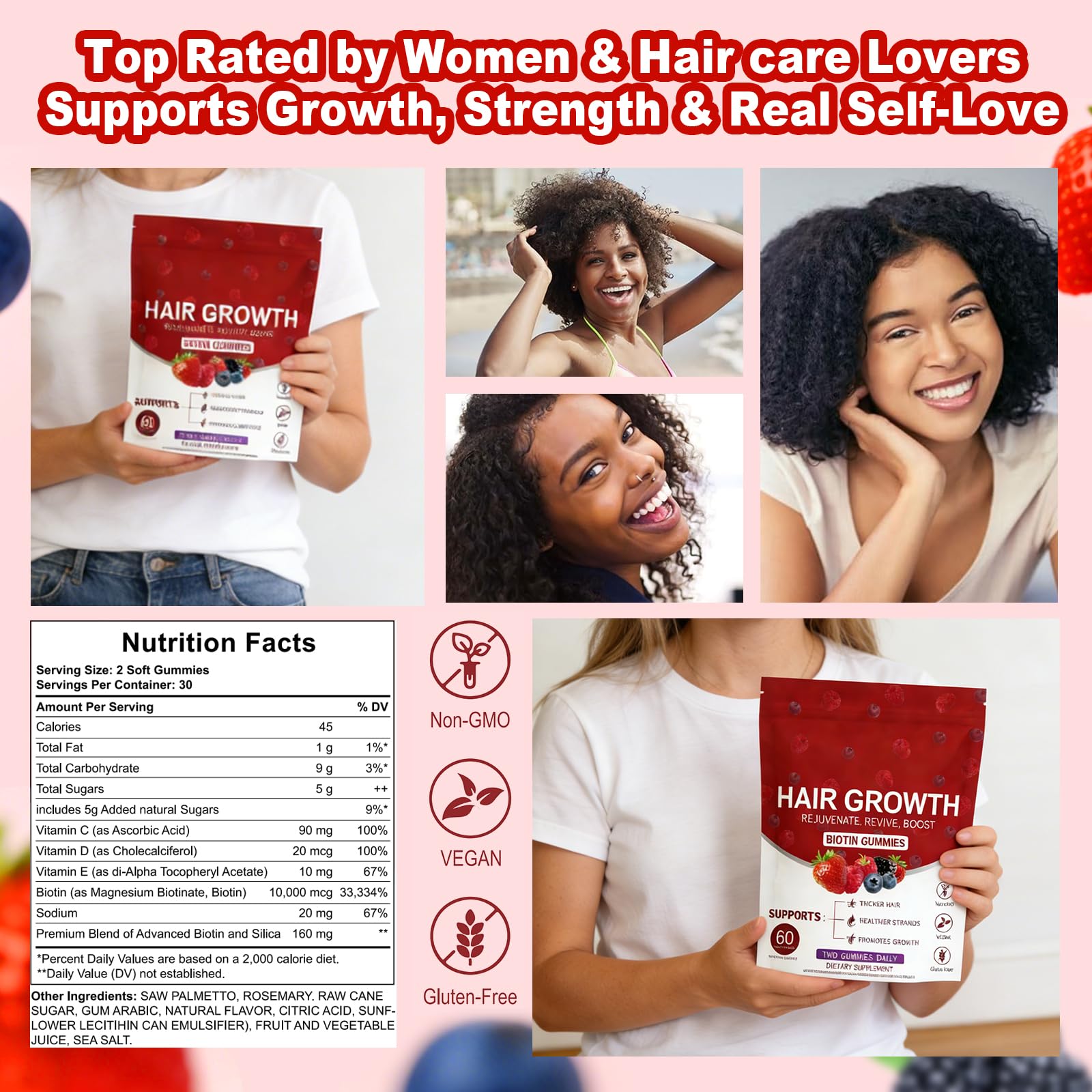 HDFREO Lumin Hair Growth Gummies with a measuring spoon