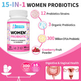 Heafetine Women's Probiotic bottle back view with ingredient list