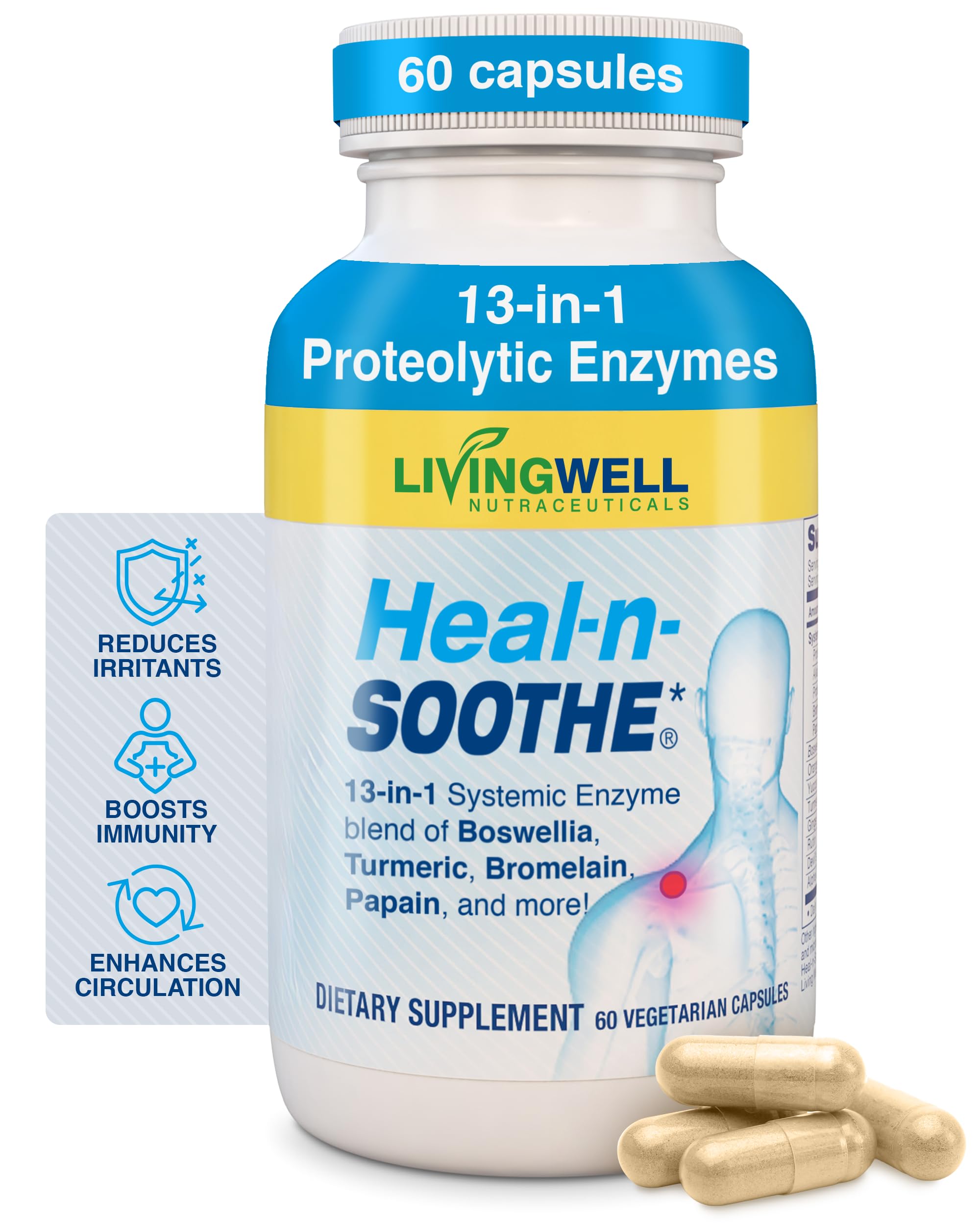 HEAL-N-SOOTHE Turmeric Bromelain Supplement bottle front view