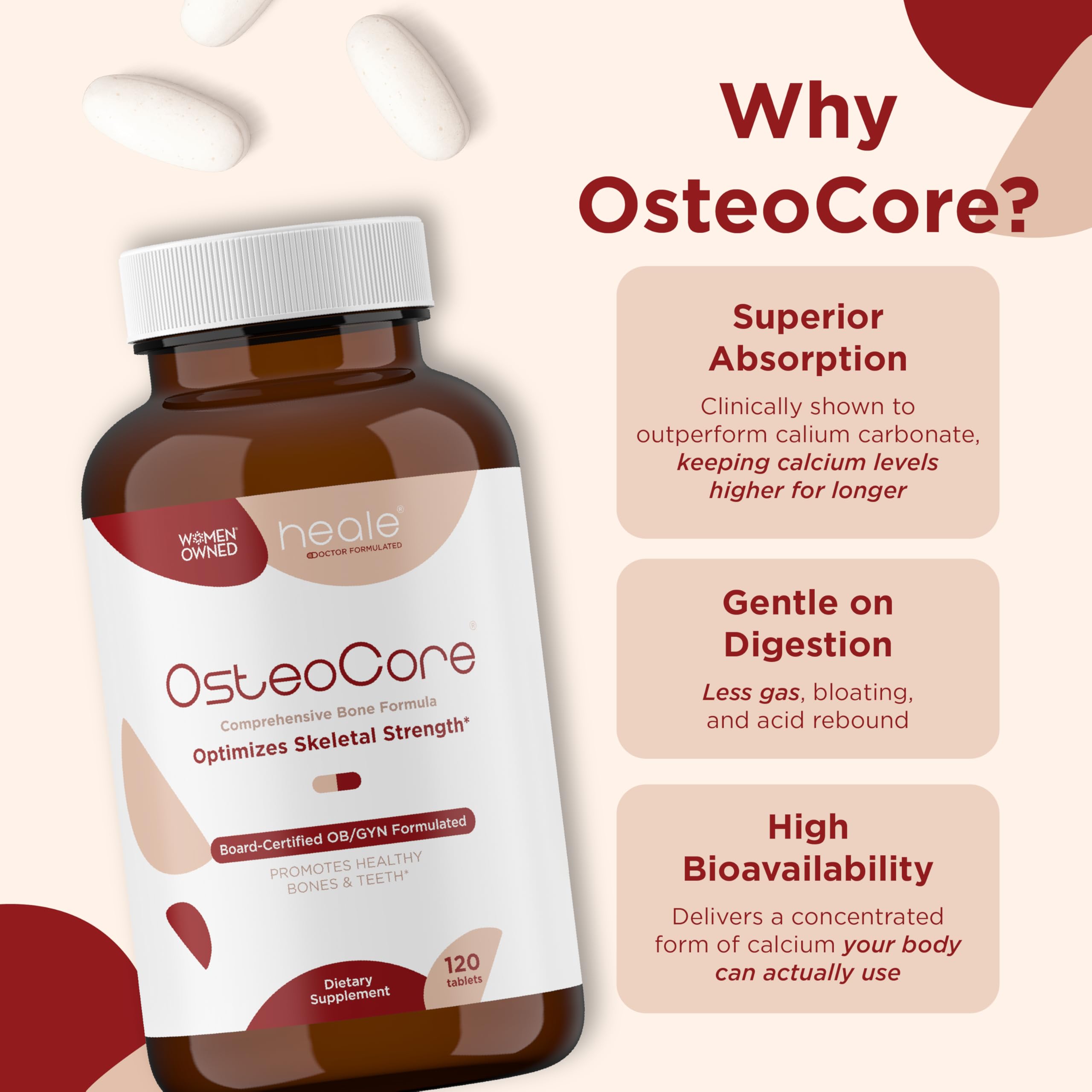 Heale Doctor Formulated OsteoCore supplement label details