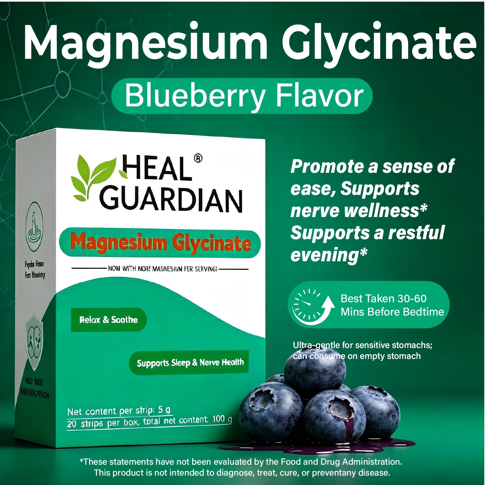 HEALGUARDIAN Magnesium Powder Drink Mix Lime flavour front view